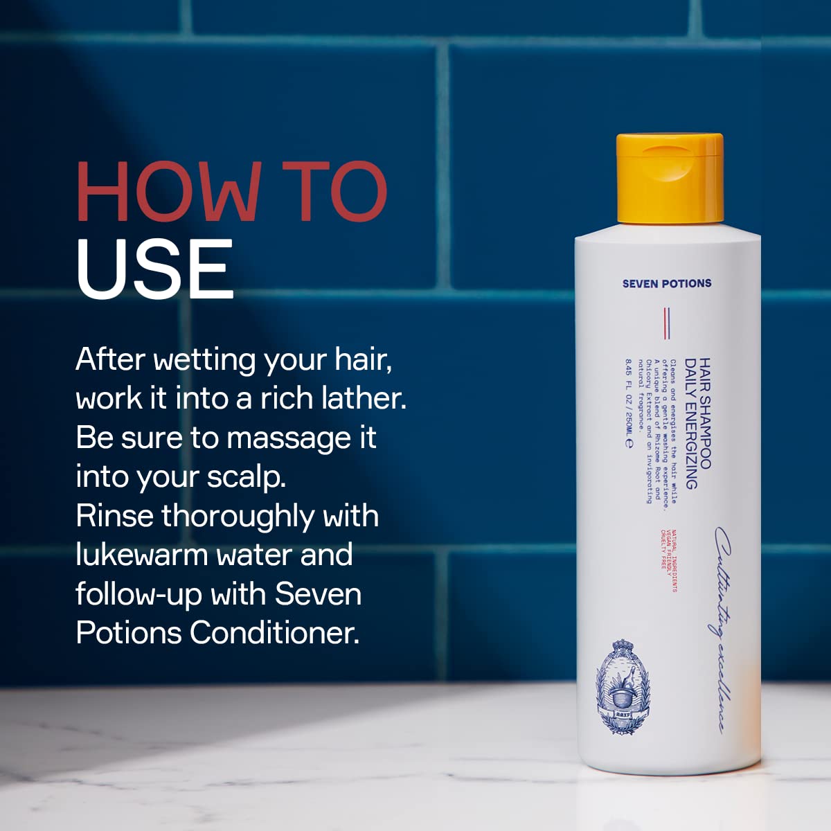Seven Potions Hair Shampoo and Conditioner Set – Natural Hair Wash For Men + Lightweight Conditioning Cream For All Types Of Hair (8.45 FL OZ each)