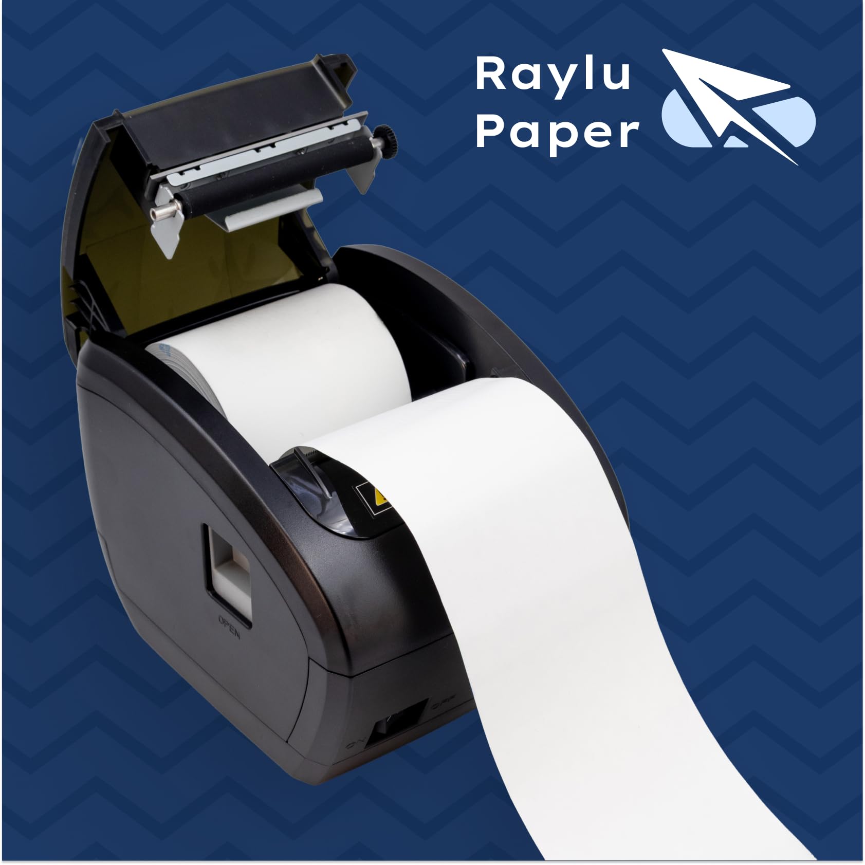 Raylu Paper - Rollos Papel Térmico premium 80mm para TPV, sumadoras, impresoras térmicas, cajas registradoras, mandril: 12 mm, color blanco, Sin Bisphenol (48 Rollos, 80 x 80 mm)