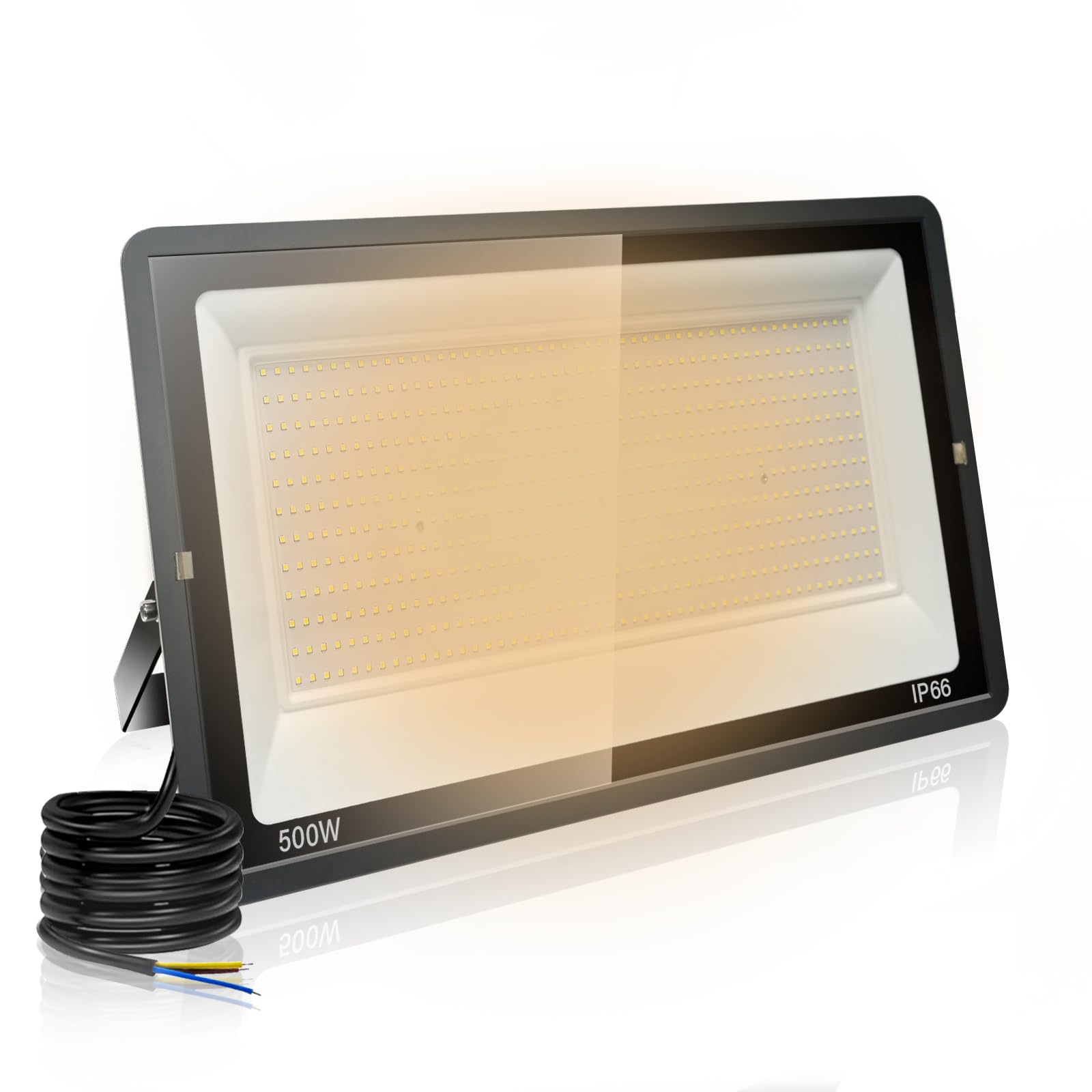 500W Proyector LED Exterior IP66 Impermeable Focos Led Exterior 50000LM Potente Luces Led Exterior IP66 Impermeable Seguridad LED Floodlight Exterior para Terraza, Jardín, Patio, Parque, Garaje