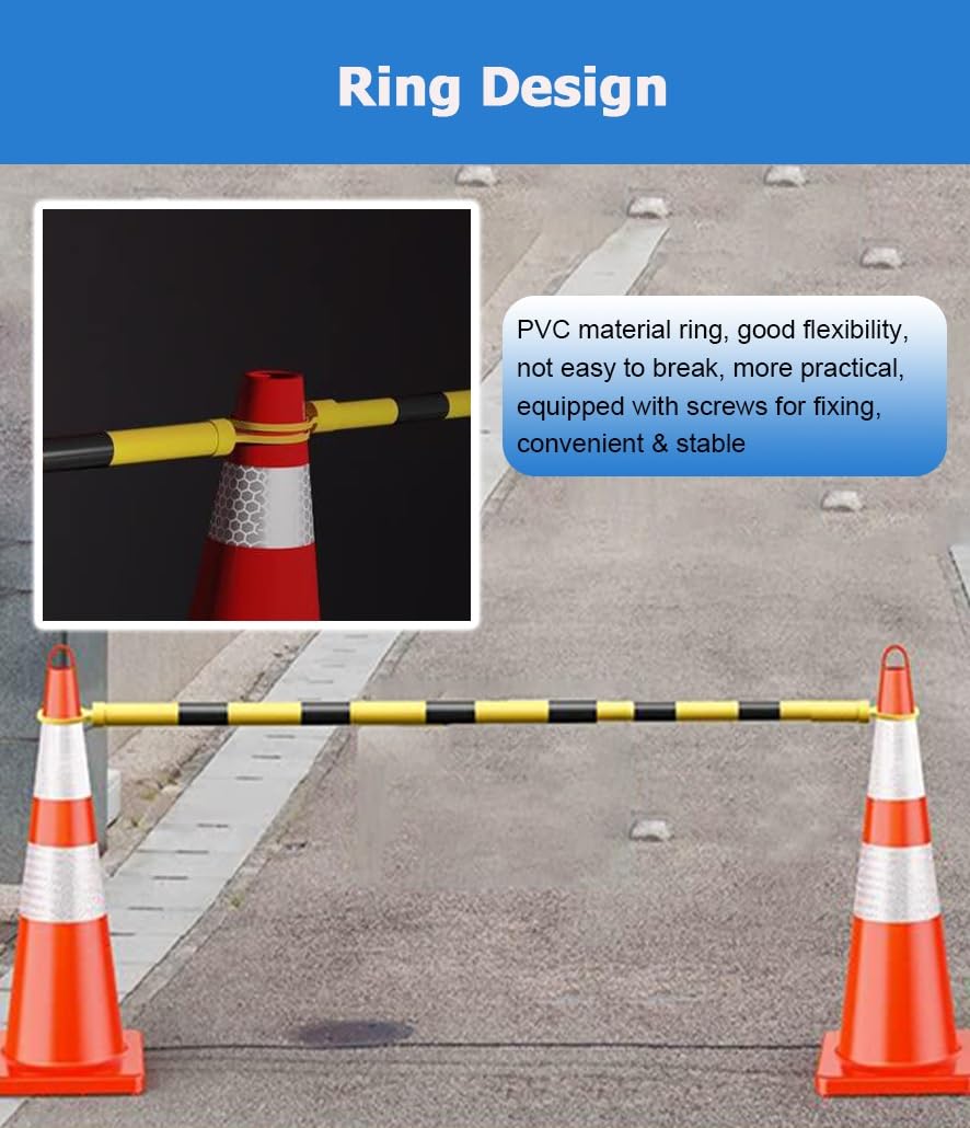 Juego de barreras Ajustables con Conos de tráfico, Cinta de Seguridad de precaución de 1,2 a 2 m y de 1,2 a 3 m para construcción, Cinta Reflectante de Advertencia para Zonas de Trabajo y ev