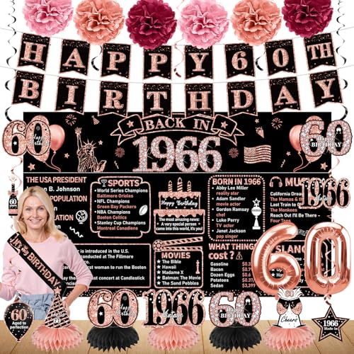 Zirtorei 60th Birthday Decorations for Women, 21pcs the...