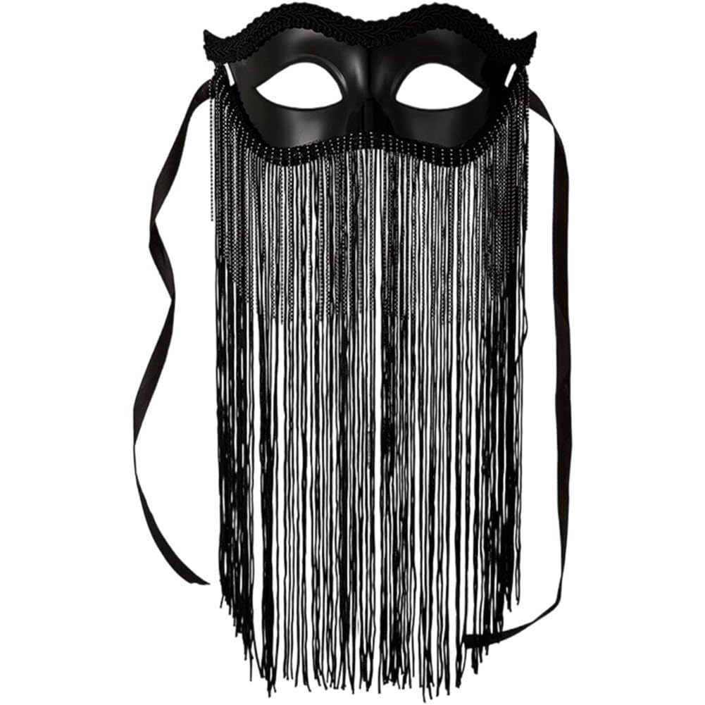 Dianzan Tassel Half Face Mask Halloween Punk Fringe Masquerade Mask Gothic Style Mask Makeup Party Performance Photography Mask for Carnival
