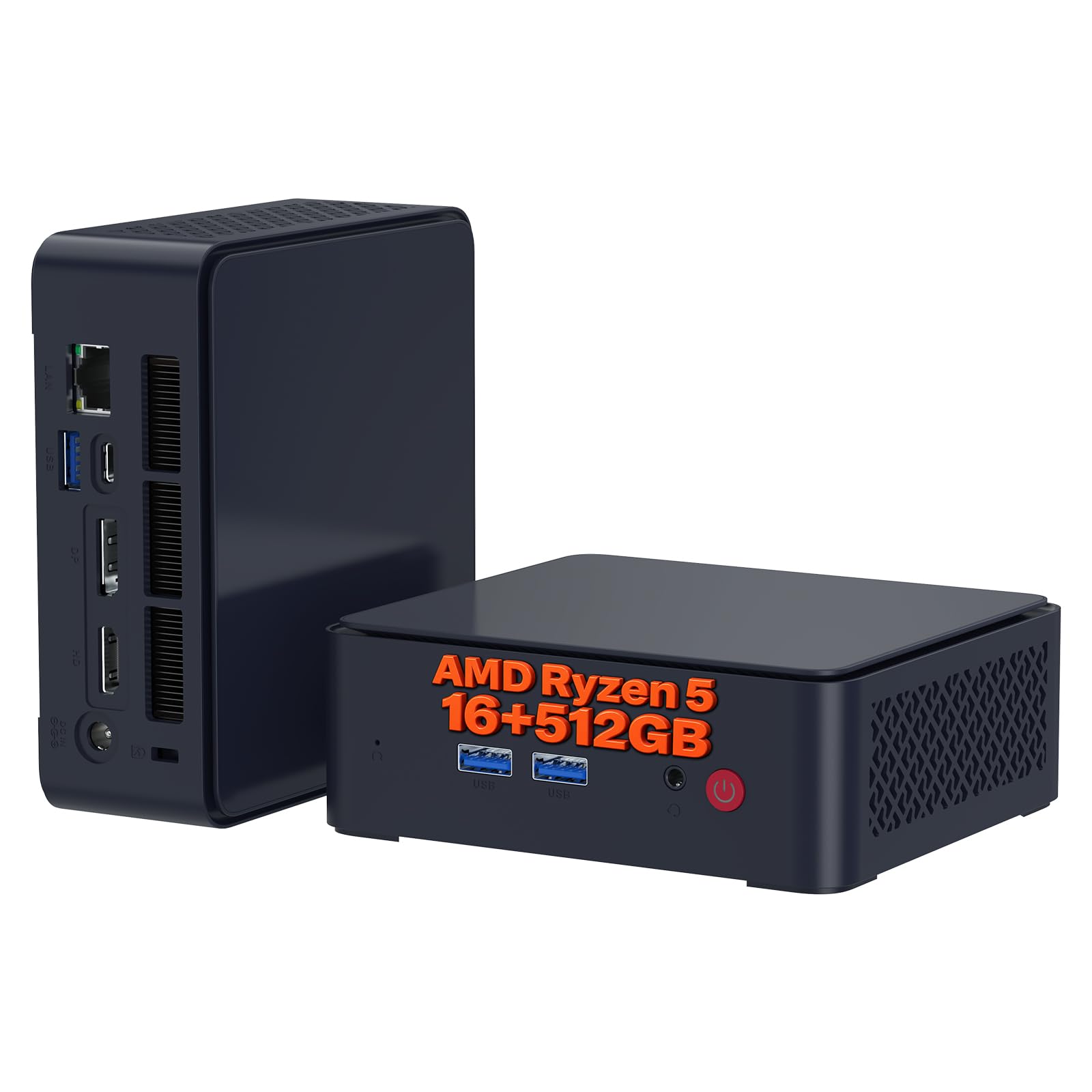 AWOW AK12 Mini PC, AMD Ryzen 5 R2514 Embedded (4C/8T, jusqu'à 3,7 GHz, 15 W), 16 Go DDR4, SSD PCIe 3.0 512 Go, Radeo Vega Graphics, Dual-4K HDMI 2.0/DP 1.2, USB-C, Wi-Fi 5/BT 5.0, Gigabit LAN