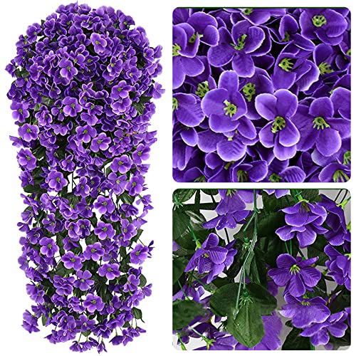 Vivid Artificial Hanging Orchid Bunch, 2023 New Fake Hanging Plants Colorful Orchid Flower Bouquet, Colorful Orchid Flower Bouquet Fake Hanging Plants For Indoor Outdoor Garden Decor (2, Purple) #TOP1