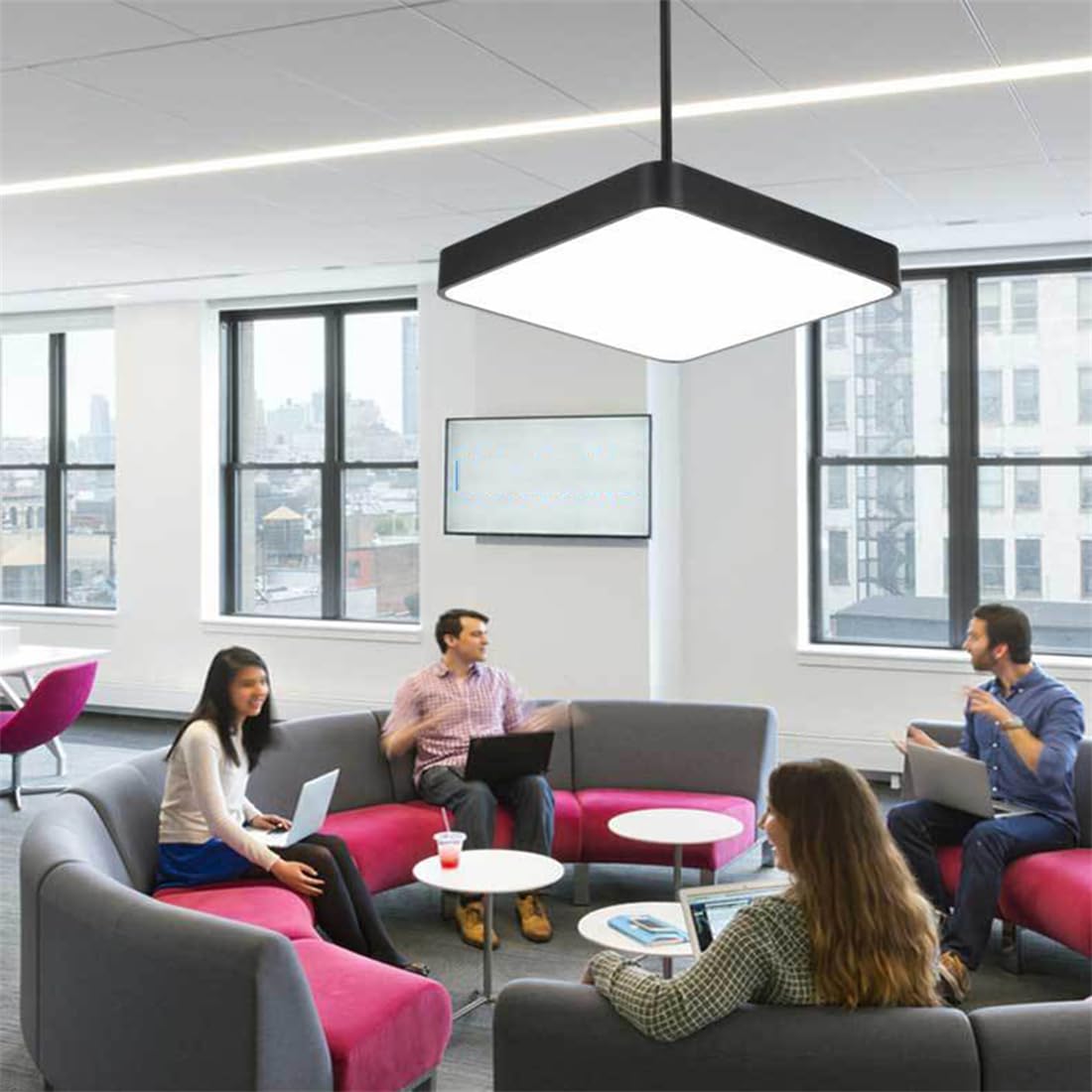 Czarna Kwadratowa Lampa Wisząca W Stylu Industrialnym Minimalistyczna Lampa Wisząca Z Regulacją Wysokości Żyrandol Komercyjny Kwadratowe, Postarzane Oświetlenie Sufitowe Do Kuchni, Wyspy,