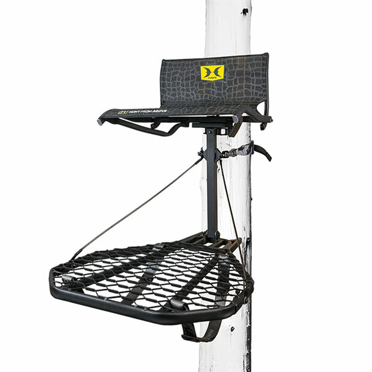Hawk Cruzr Bone Collector Hang-On 1-Piece Big Game/Shooting/Hunting Steel Tree Stand with 24"x30" XL Rock-Solid Platform Black