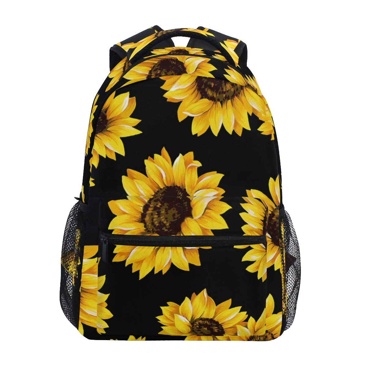senya School College Backpack Rucksack Travel Bookbag Fashion Back Pack Purse Anti Theft Shoulder Bag Women Men (Sunflower Black)