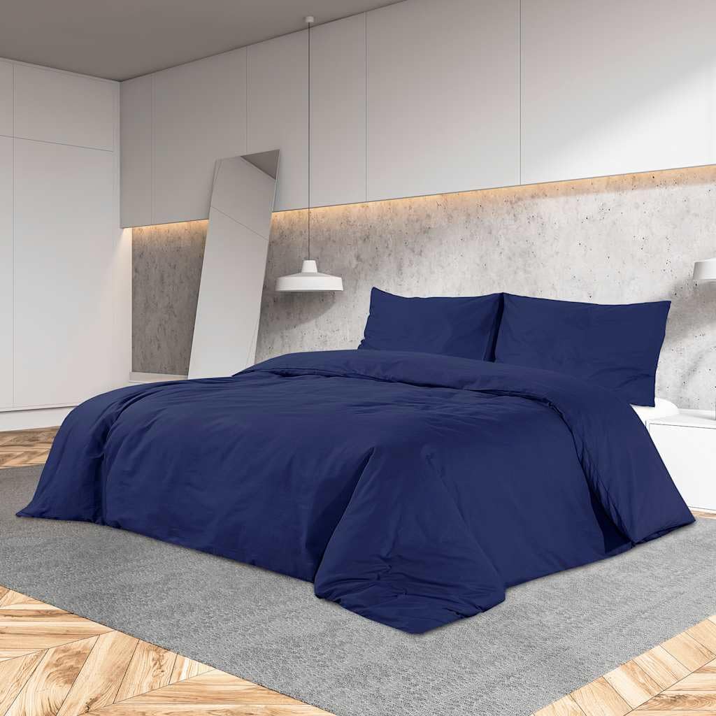 Generico Set Copripiumino Blu Marino 240x220 cm in Cotone,Biancheria,Lenzuola e Coperte,Copripiumini-136144