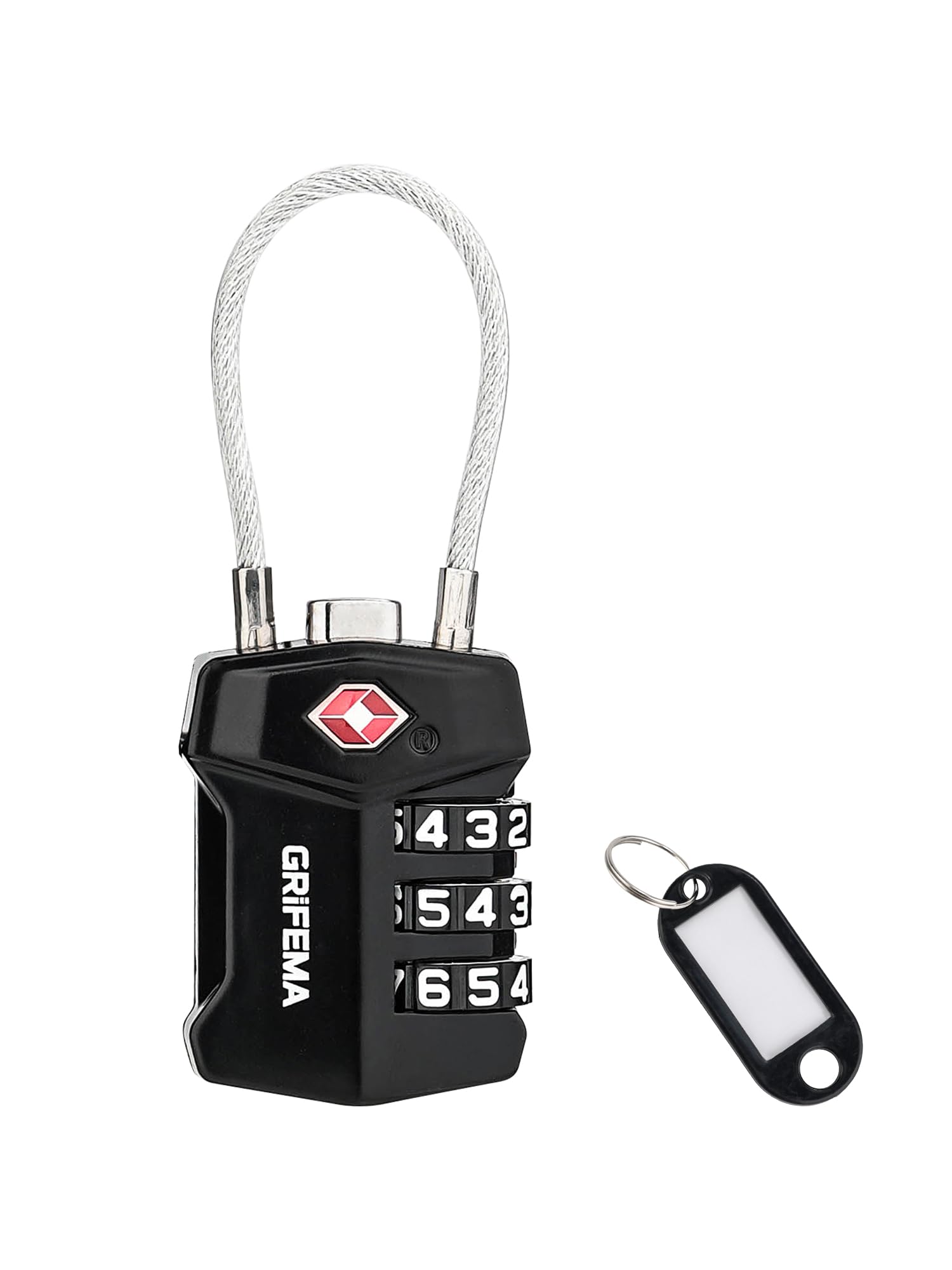 GRIFEMA 3-Digit TSA Approved Suitcase Locks, Secure Combination Padlocks with Flexible Steel Cable for Travel Luggage, Bags and Backpacks (1-Pack, GA1006)