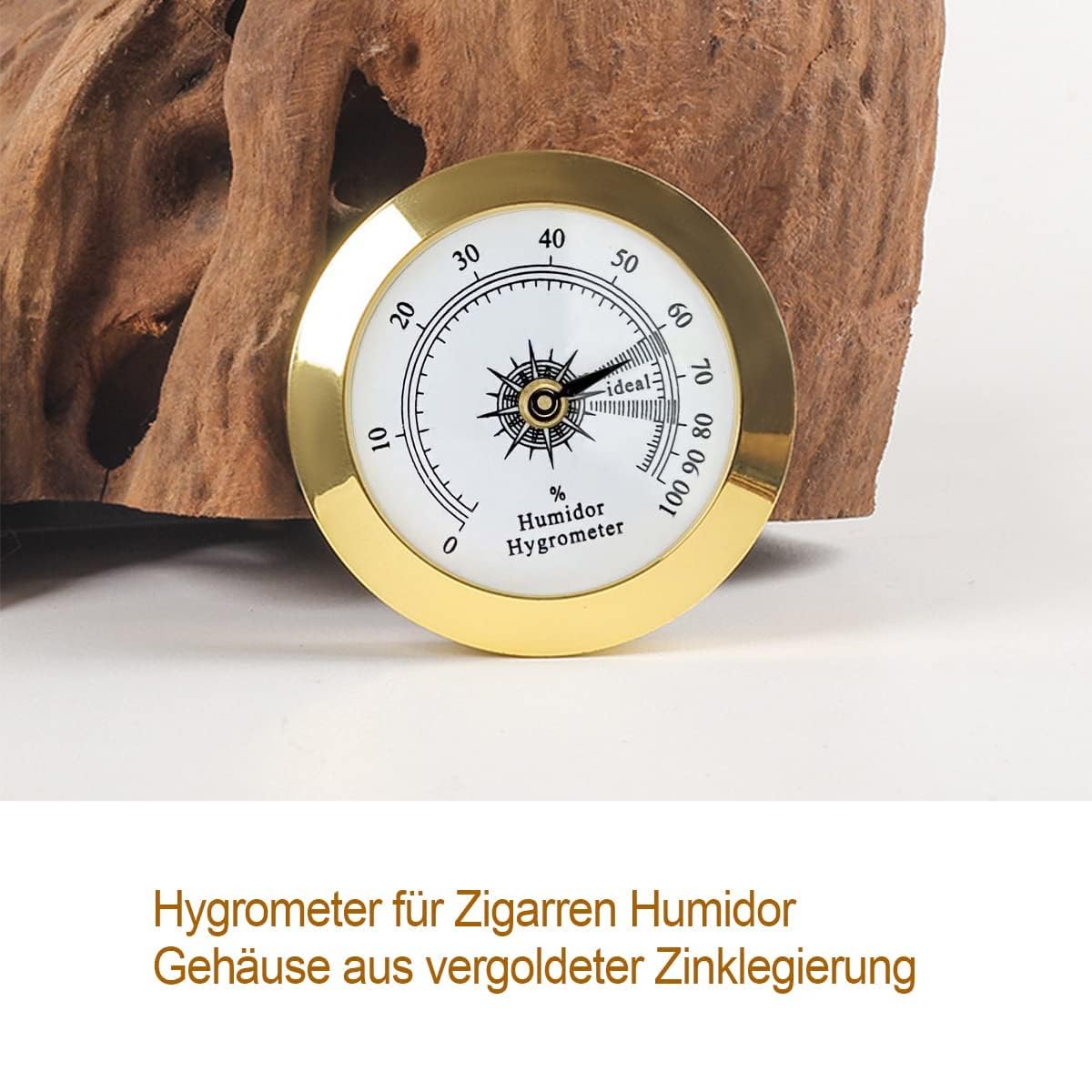 Hygromètre de rechange pour cave a cigares - φ 38mm - Or - Alliage rond - Moniteur précis - Humidor - Hygromètre - Valise de guitare - Serre