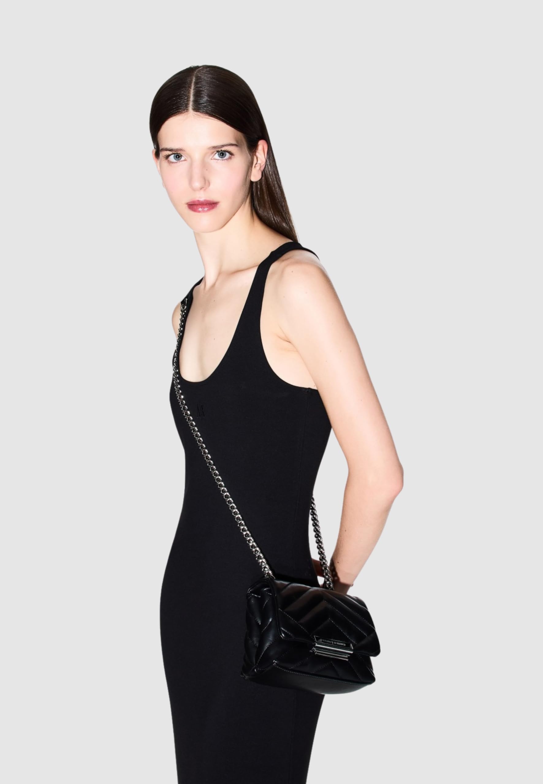 Armani Exchange Icon Project, Tank Dress, Small Logo Embroidery Vestito Donna (Pacco da 1)