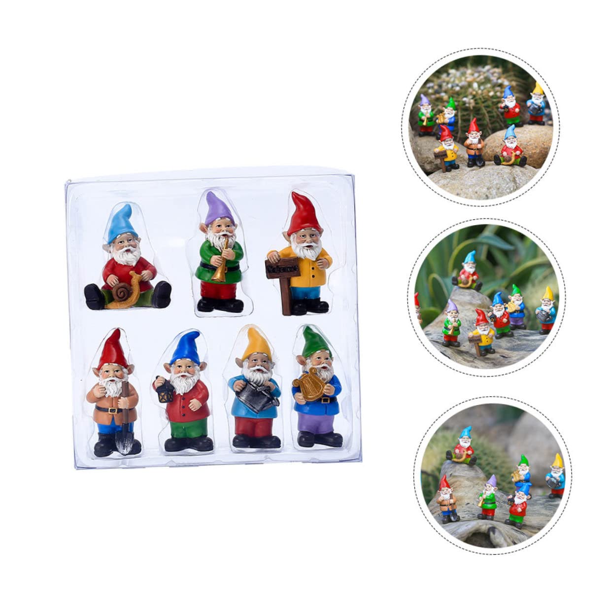 Kisangel Figurina de Gnomos 7 Piezas de Resina para Decoración Navideña | Set de 1 Juego, Estilo Cartoon Creativo y Único, Pensado para Niños Decorar el Hogar