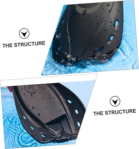 Miniatura 3 de Cabilock Aletas de natación ajustables para adultos, aletas cortas de entrenamiento de esnórquel con funda ergonómica para pies, cómodo material TPR