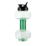 Attro Dumbbell Water Bottle 2 Liter Plastic Bottle with Grip Handle Stylish Bottle for Gym Lover BPA Free, Food Grade, Leakproof- Green