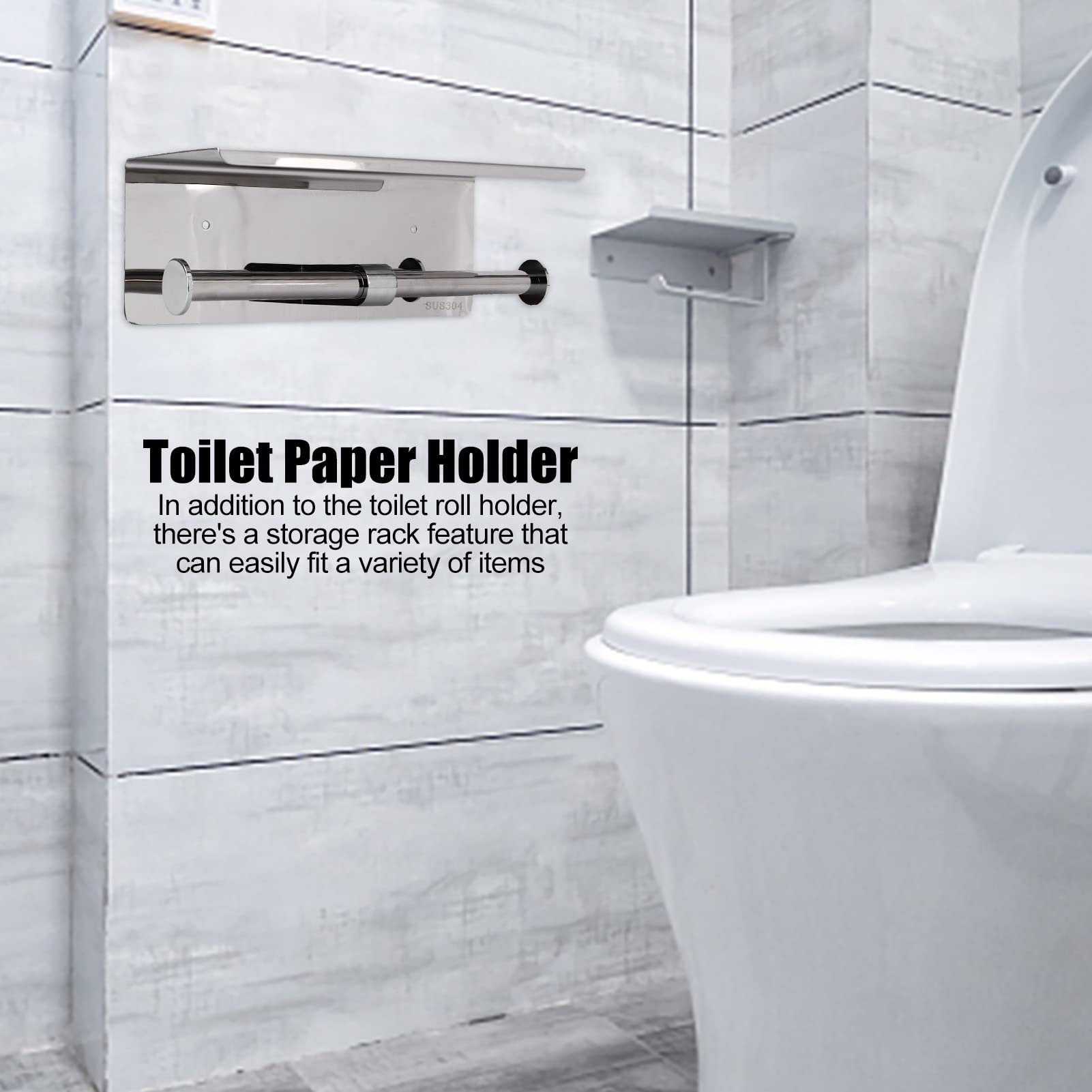 Tyenaza Portarrollos De Papel Higiénico De Doble Extremo, Portarrollos De Papel Higiénico Montado En La Pared Acero Inoxidable 304 para Cocina De Baño