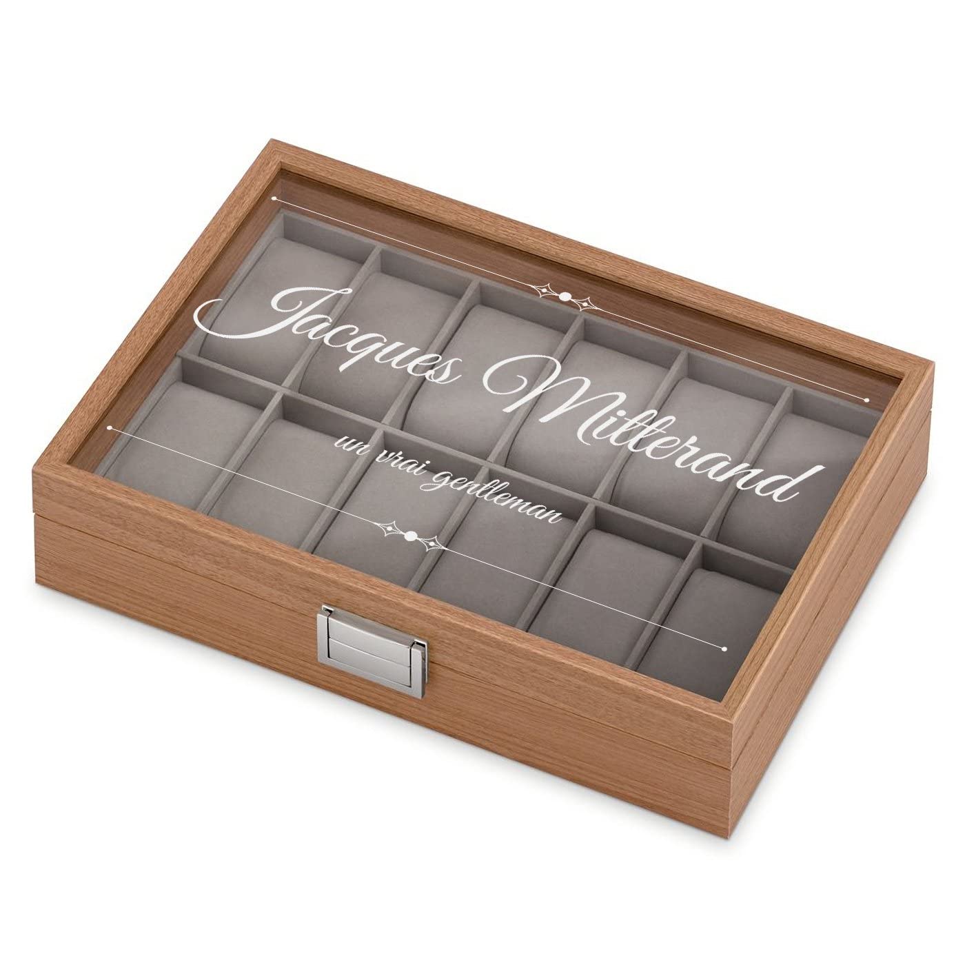 Maverton Boîte à Montres personnalisée pour homme - Coffret de rangement pour 12 montres - Étui en Bois pour 12 Montres avec gravure pour lui - Pour anniversaire - Pour Noël - Culturel