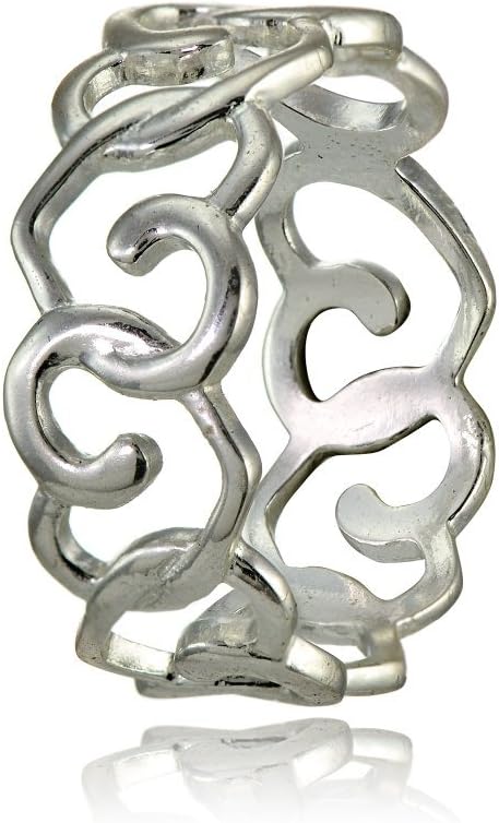 Hoops & Loops Sterling Silver High Polished Intertwining Open Heart Eternity Band Ring - Image 2