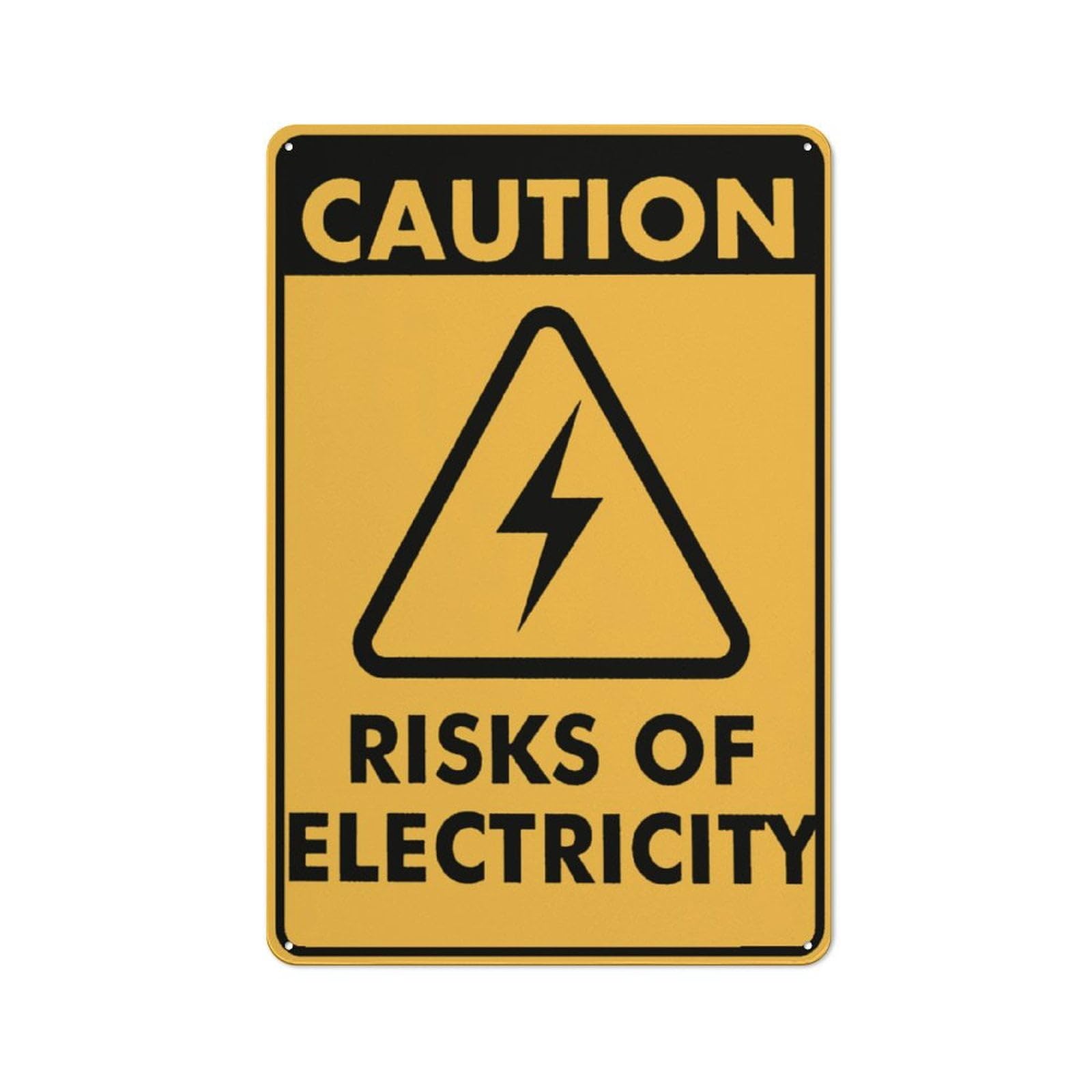 peiyeety Caution Risk of Electricity Sign 12x16 Inches Rust Free Aluminum Signs Outdoor, Metal Tin Sign for Home, Business, Yard