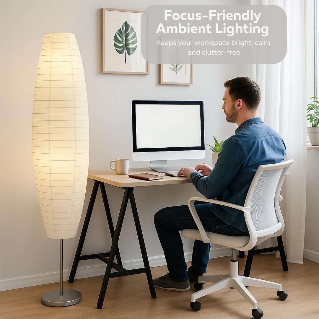 LIGHTACCENTS Diploma Paper Floor Lamp Set - Paper Lamps - Rice Paper Floor Lamps - Paper Floor Lamps for Living Room Fits in Modern Room Decor Perfect for Bedroom Decor - 59 Inches Tall (Set of 2)