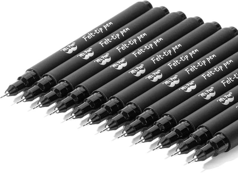 Mr. Pen- Drawing Pens for Artists, 0.1mm, 12 Pack, Black Artist pens | Micro Pens for Drawing, Bible Journaling Pen, Fine Point