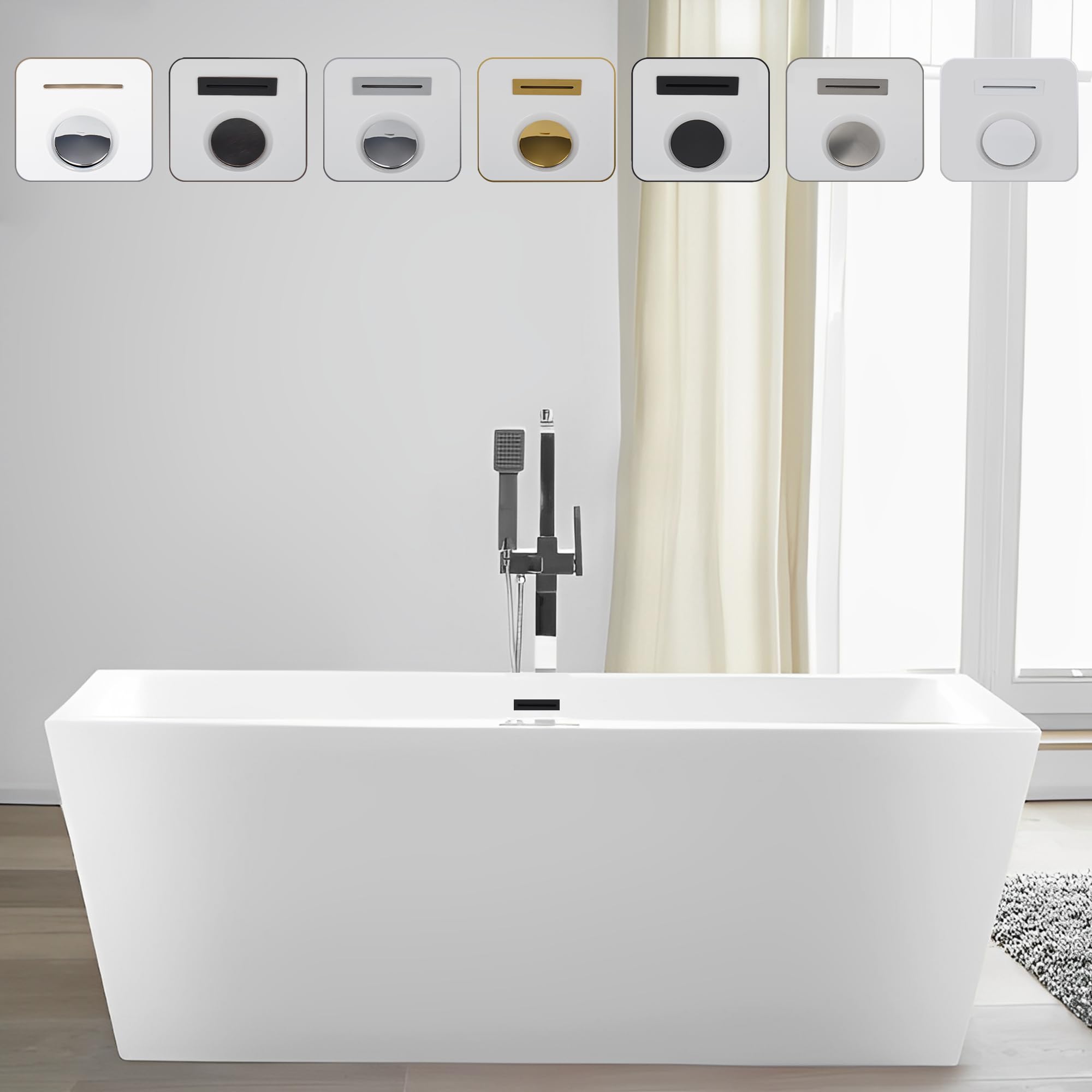 Vanity Art 59 Acrylic Freestanding Bathtub Matte Black