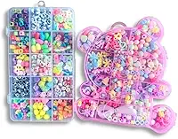 Kit Miçangas Coloridas Infantil para Pulseiras 3000 Peças com Fio de Silicone Conjunto Premium