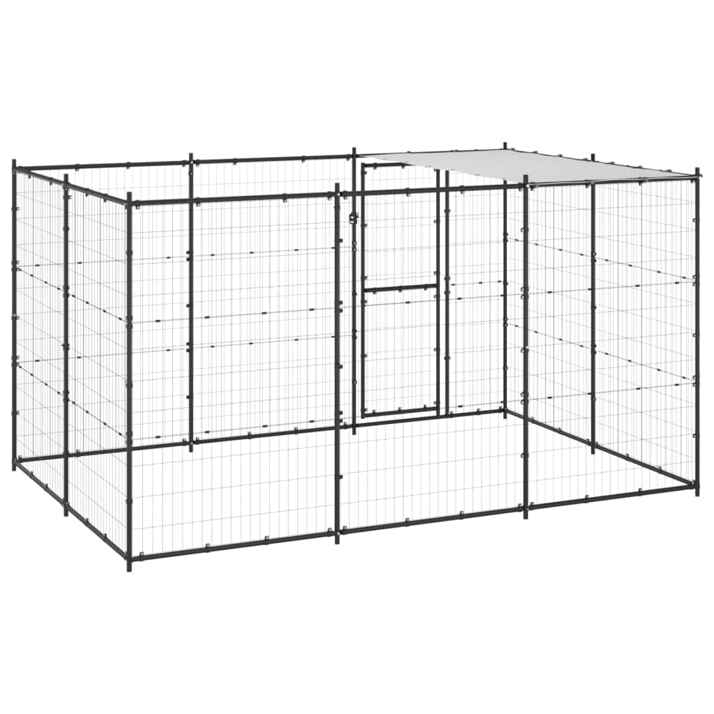BaraSh Outdoor-Hundezwinger mit Überdachung Stahl Gartenzaun Zaun FüR Hunde Freigehege Kleintierzaun Outdoor Hundegitter Garten Haustier Zaun Garten 7,26 m²