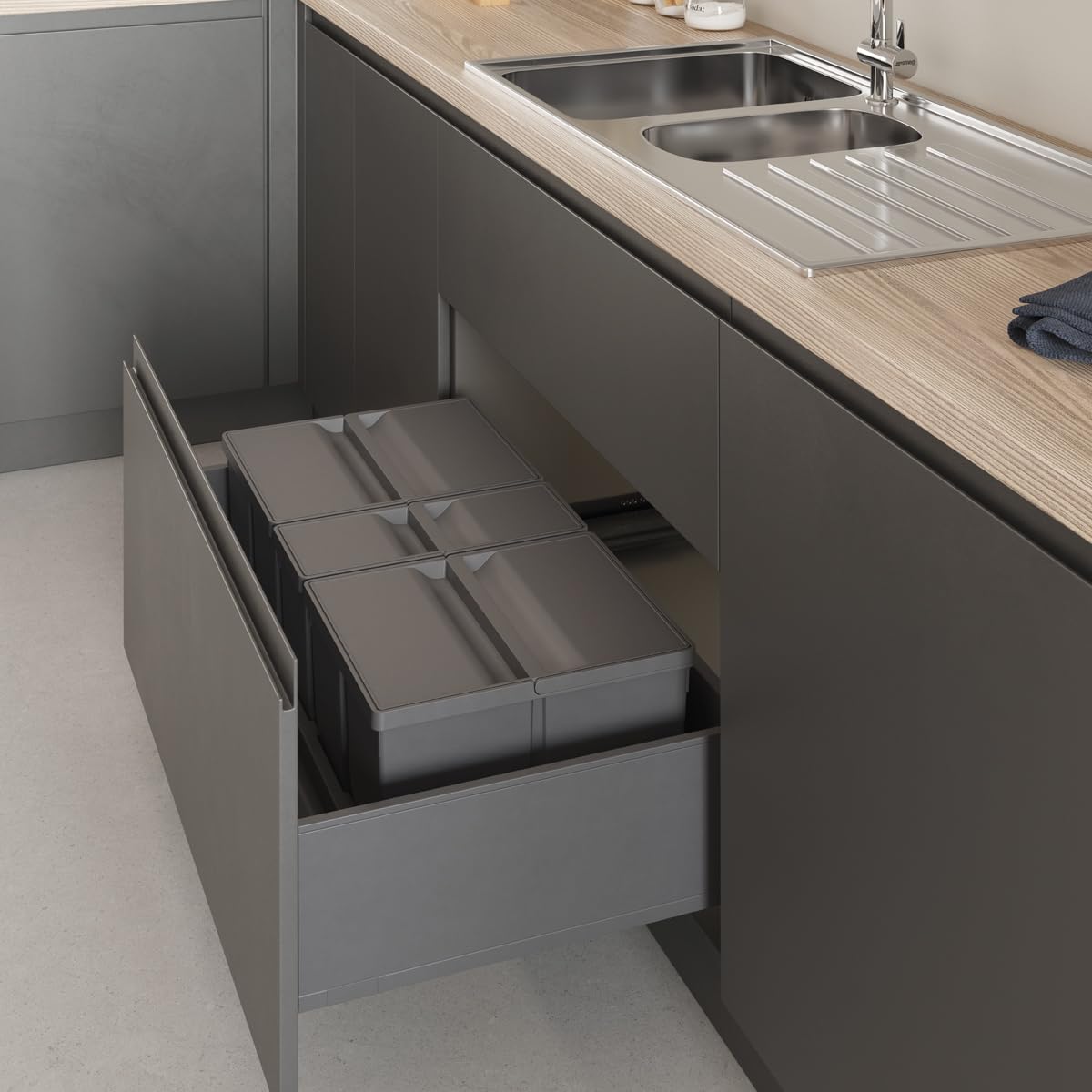 Menage Confort Bin with Lid for Drawer, Capacity 20/9 Litre