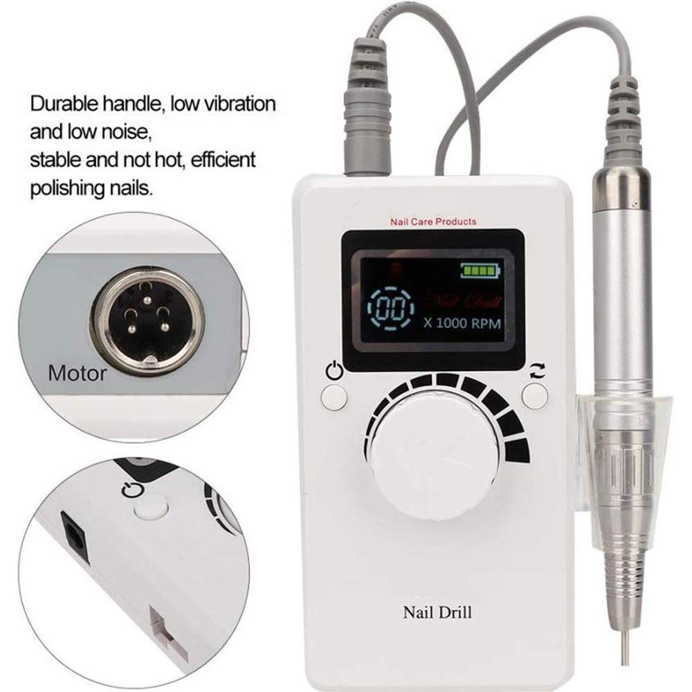 Kit per manicure elettrico Gel Acrilico Trapano per lime per unghie Macchina Pro Cordless Motore brushless Pedicure Attrezzatura Nail Art Strumenti di lucidatura per uso personale, 80 W 40000 Rpm