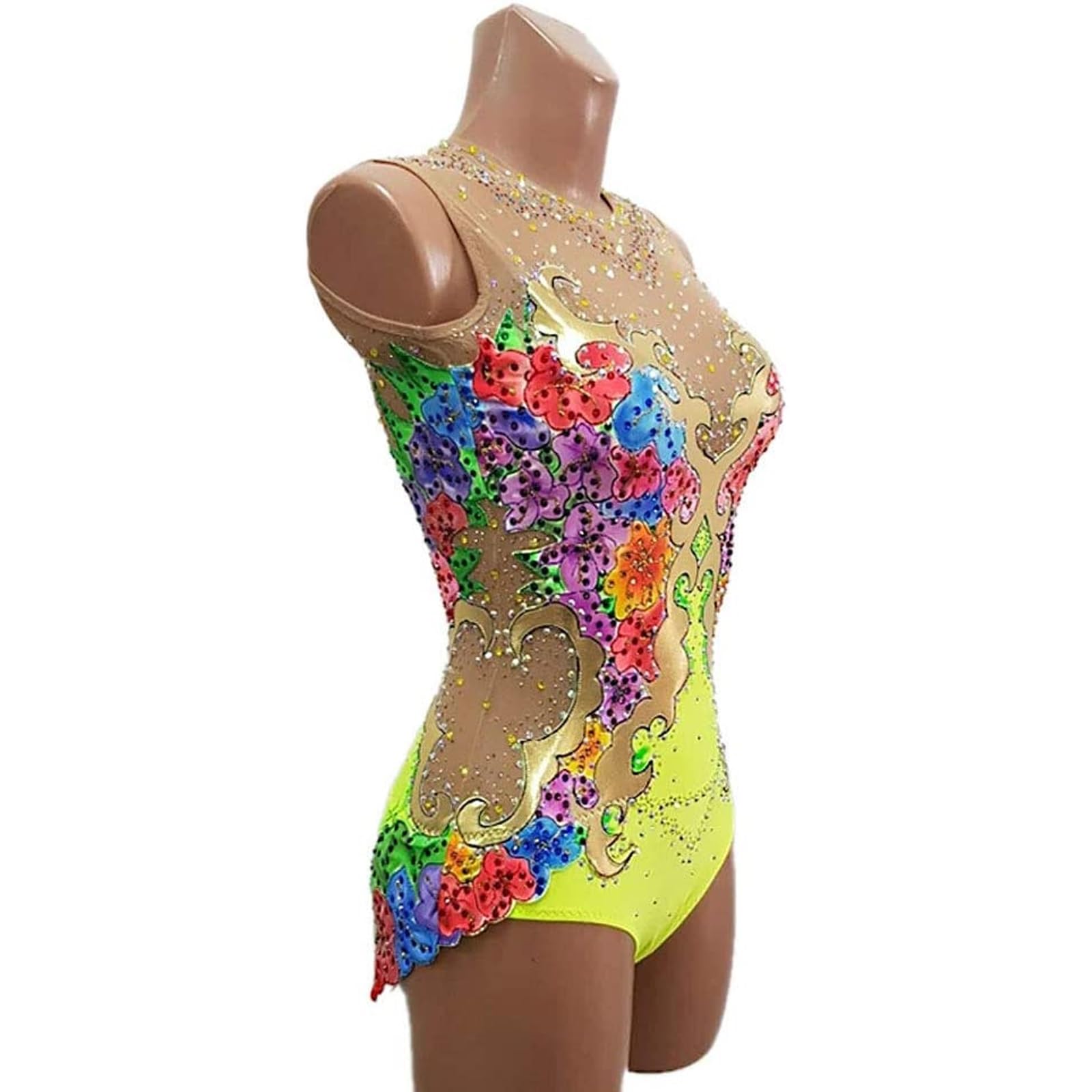 Trykoty Do Gimnastyki Artystycznej Dla Dziewcząt Z Nadrukiem Flash Diamond Tank Leotards Bez Rękawów Dancewear