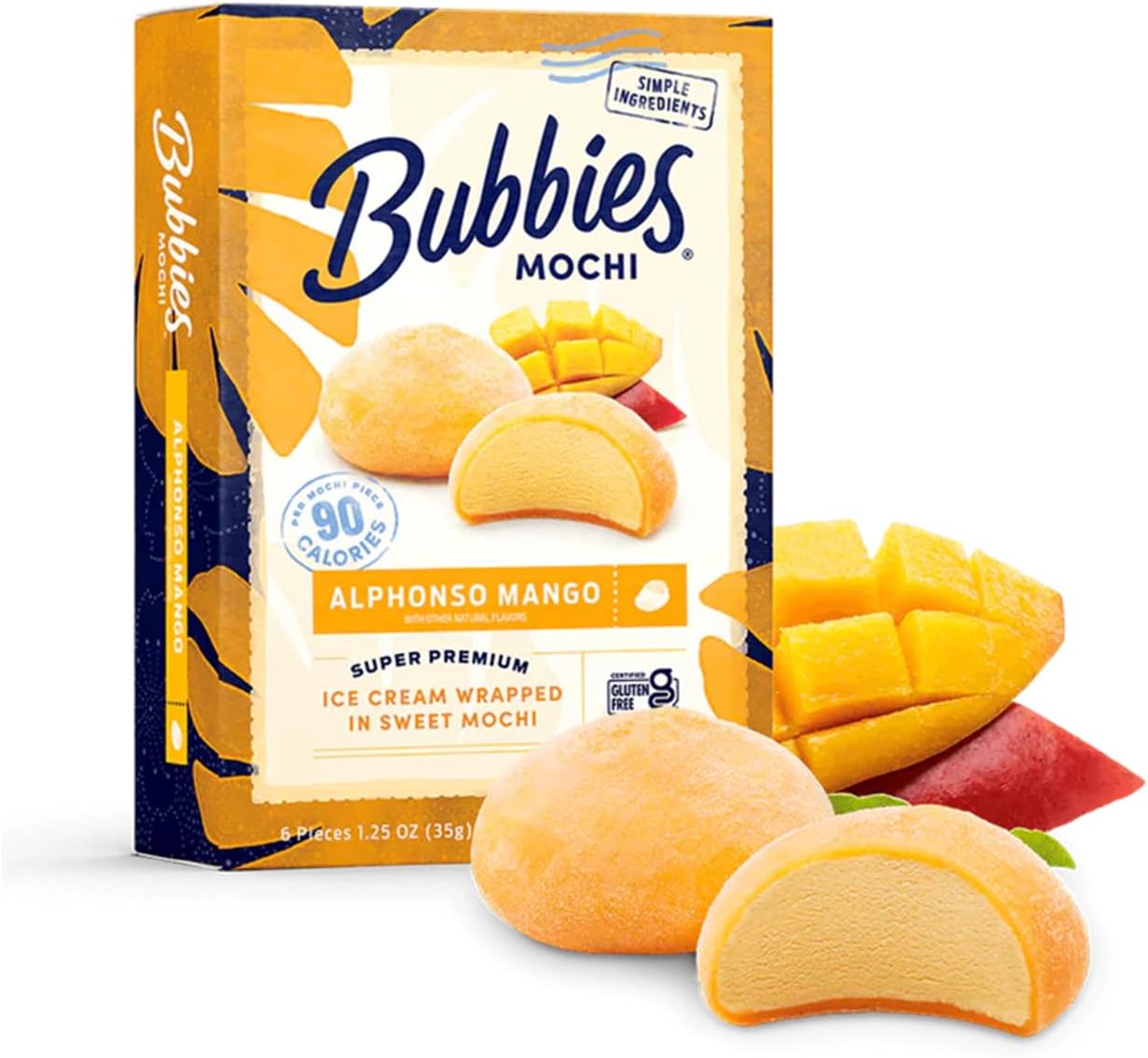 Bubbies Mochi Ice Cream, Alphonso Mango 7.5oz (Pack of 1)