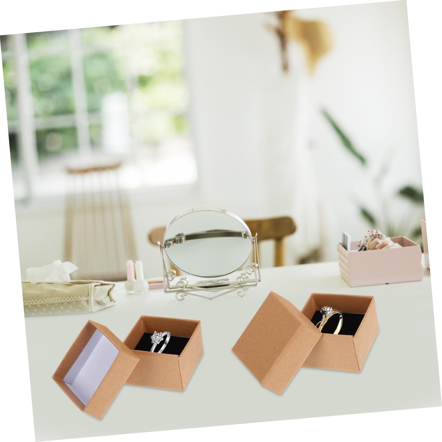Uonlytech 50 pezzi Scatole Cartone Kraft per Gioielli Packaging Vintage per Anelli Orecchini Collane e Fascette Contenitori Compatti e Leggeri per Regali e Conservazione