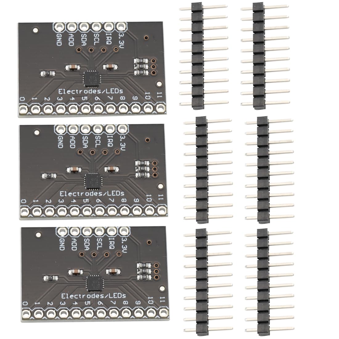 MPR121-Breakout-V12 Proximity Capacitive Touch Sensor 2.5-3.6V DC Touch Sensor Development Board for Keyboard Interface I2C (Pack of 3)