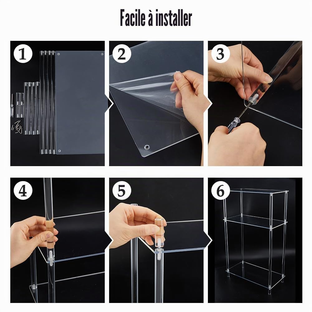 DICOSMETIC Support de tourne-disque en acrylique transparent à 3 niveaux - Petite table de rangement pour disques vinyles - 40 x 20 x 65 cm - Table de chevet moderne pour salon, chambre à coucher