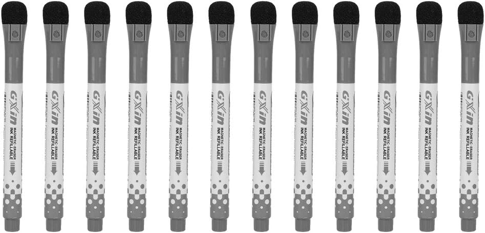 Magnetic Dry Erase Markers White Board Makers 12Pcs White Board Writing Pens with Erase Assorted Colors Fine Tip Pens Erasable Whiteboard Makers Pens for Home Office School Classroom Supplies