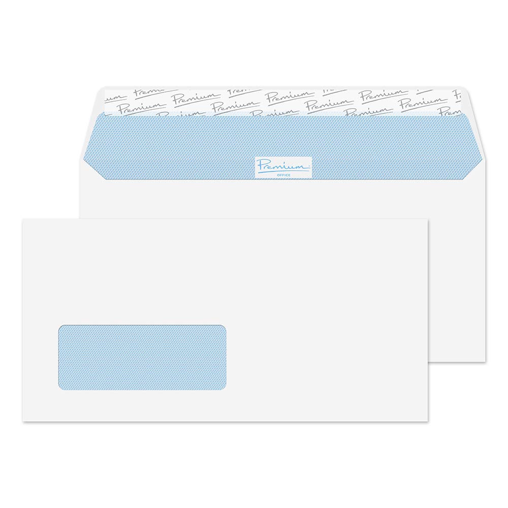 Premium Office Dl+ Envelopes White 229 (W) X 114 (H) Mm Window 120 Gsm Pack Of 500