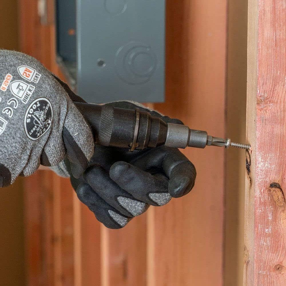 Klein Tools 70220 Impact Driver, Reversible Driver Set Includes 3/8-Inch Square Drive Adapter and Four Hex Bits