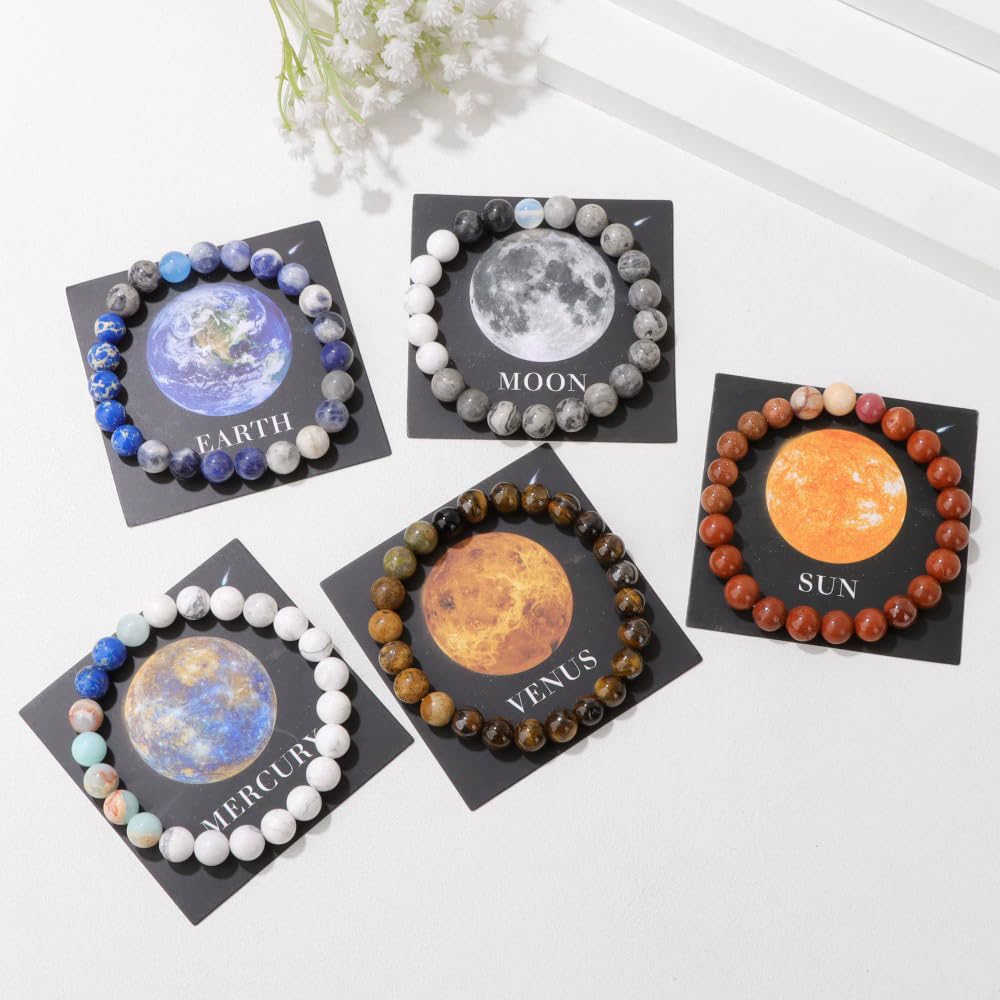 Solar System Planet Bracelet for Women Men Guardian Jewelry Eight Planets Beaded Bracelet for Astronomy Enthusiast Gift Natural Stone Jewelry