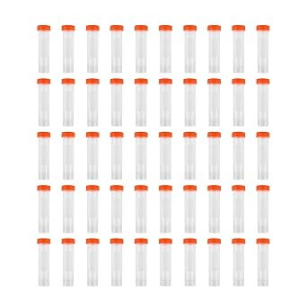 Yetaha 50 Pack 50ml Self Standing Centrifuge Tubes Orange Screw Cap