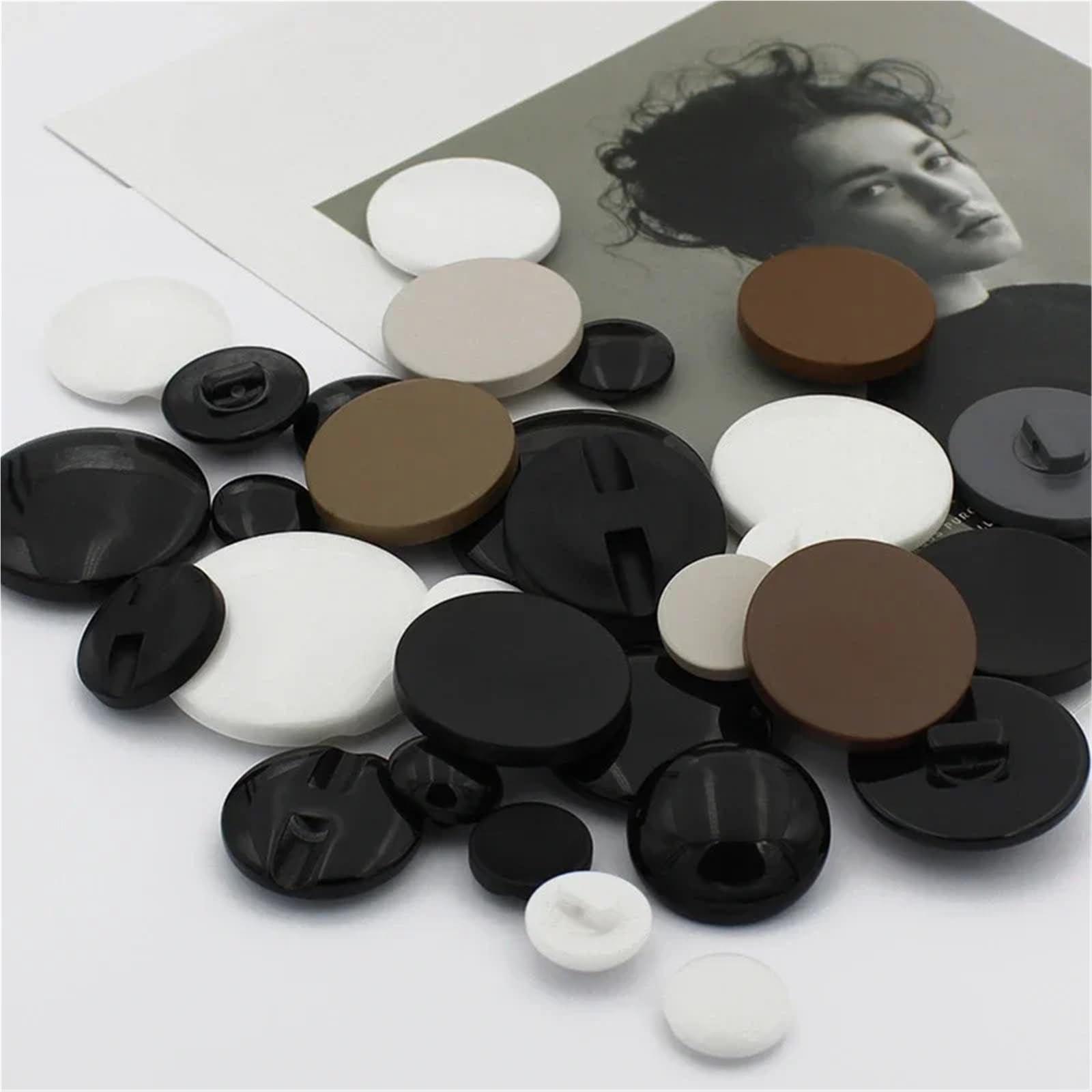 bottoni, Confezione Da 12 Bottoni Con Gambo In Resina Multicolor 18 Mm E 25(Khaki Pink,18mm)