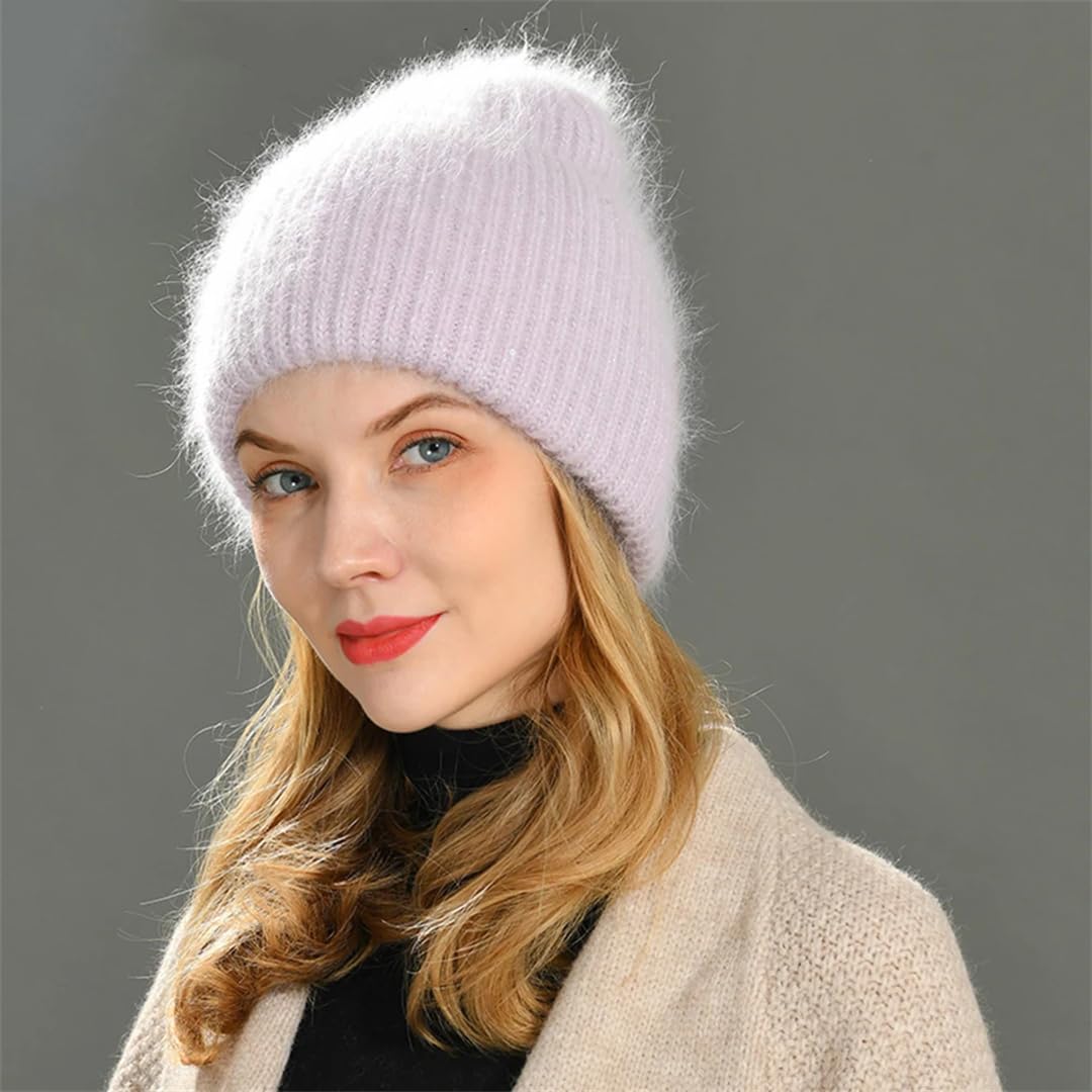 Wvapzxx Bonnet Tricoté En Mélange De Cachemire Et De Fourrure Avec Paillettes, Bonnet Skullies En Laine Pour Fille, Décontracté, Incontournable, Automne Et Hiver