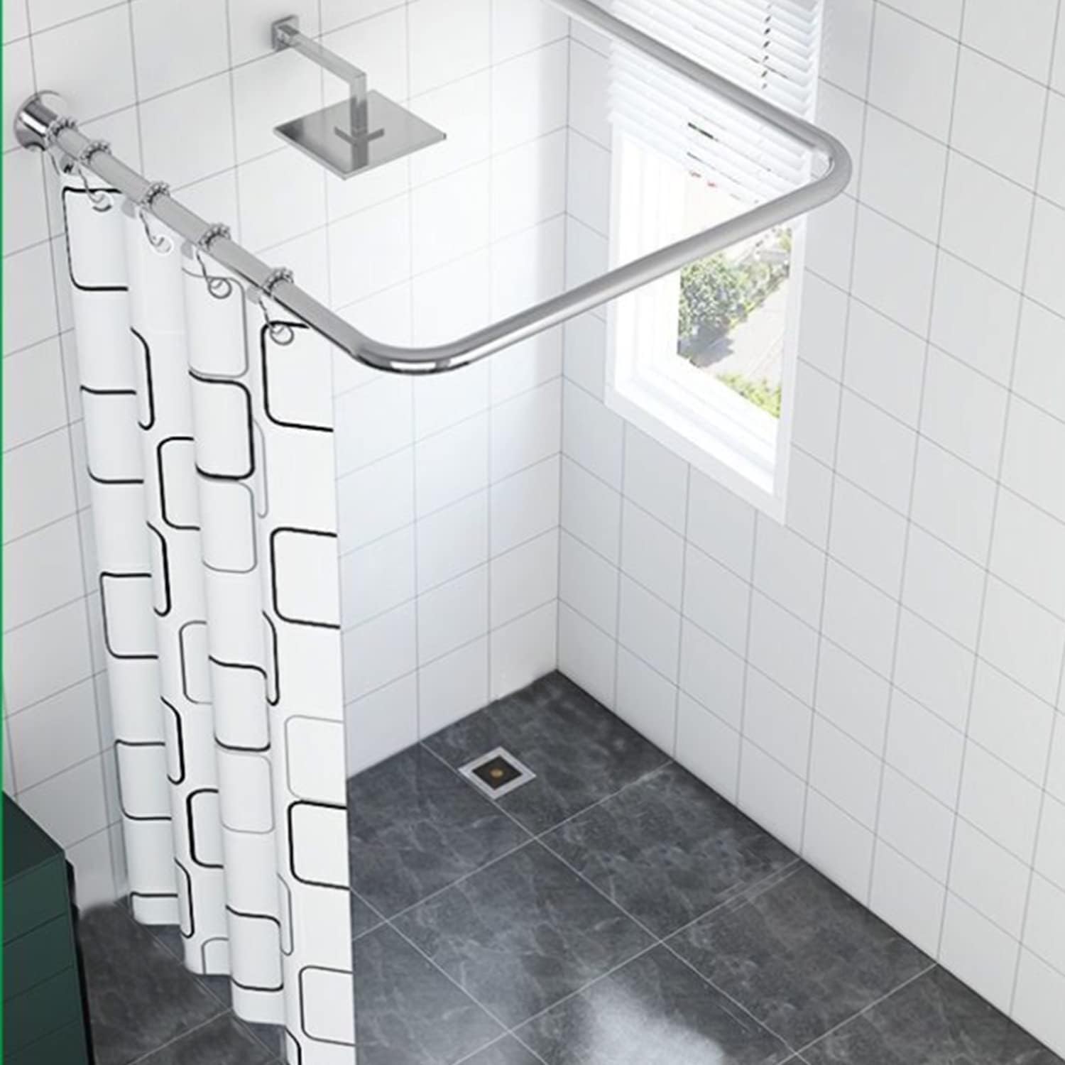 uyoyous Asta per tenda da doccia a forma di U, in acciaio inox 304, regolabile, per bagno (85-120 cm)