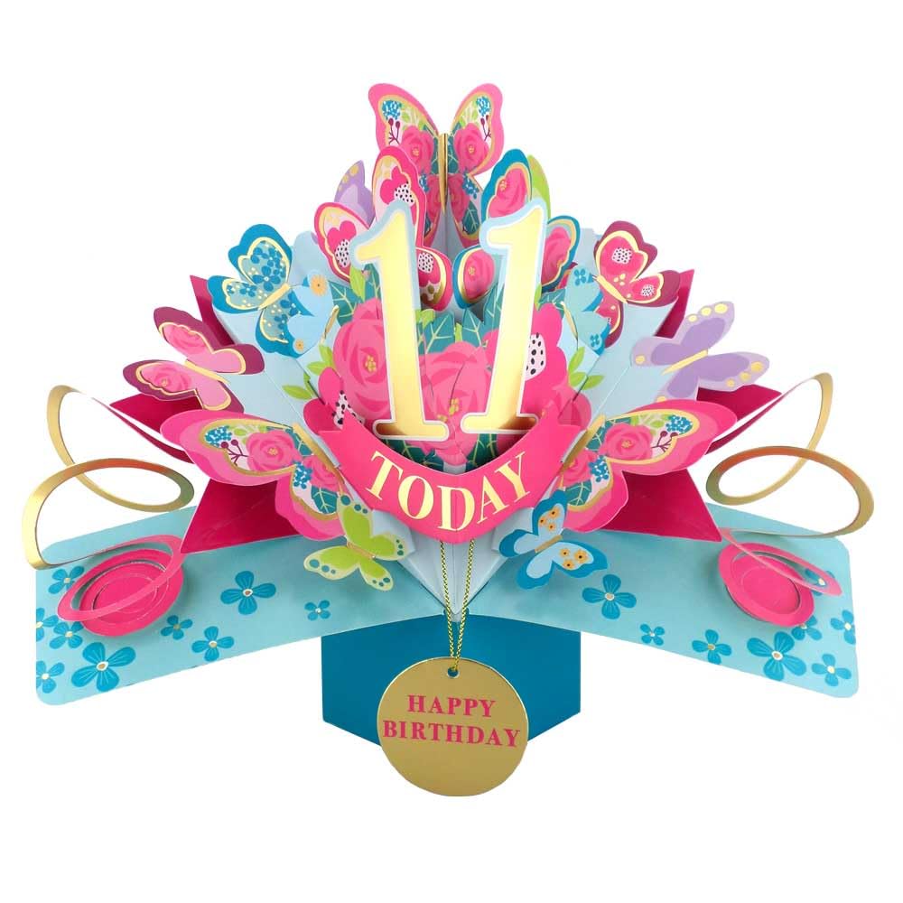 11 Today Happy 11th Birthday Pop-Up Greeting Card Love Kate's Pop Up Cards Her Design POP236MC11
