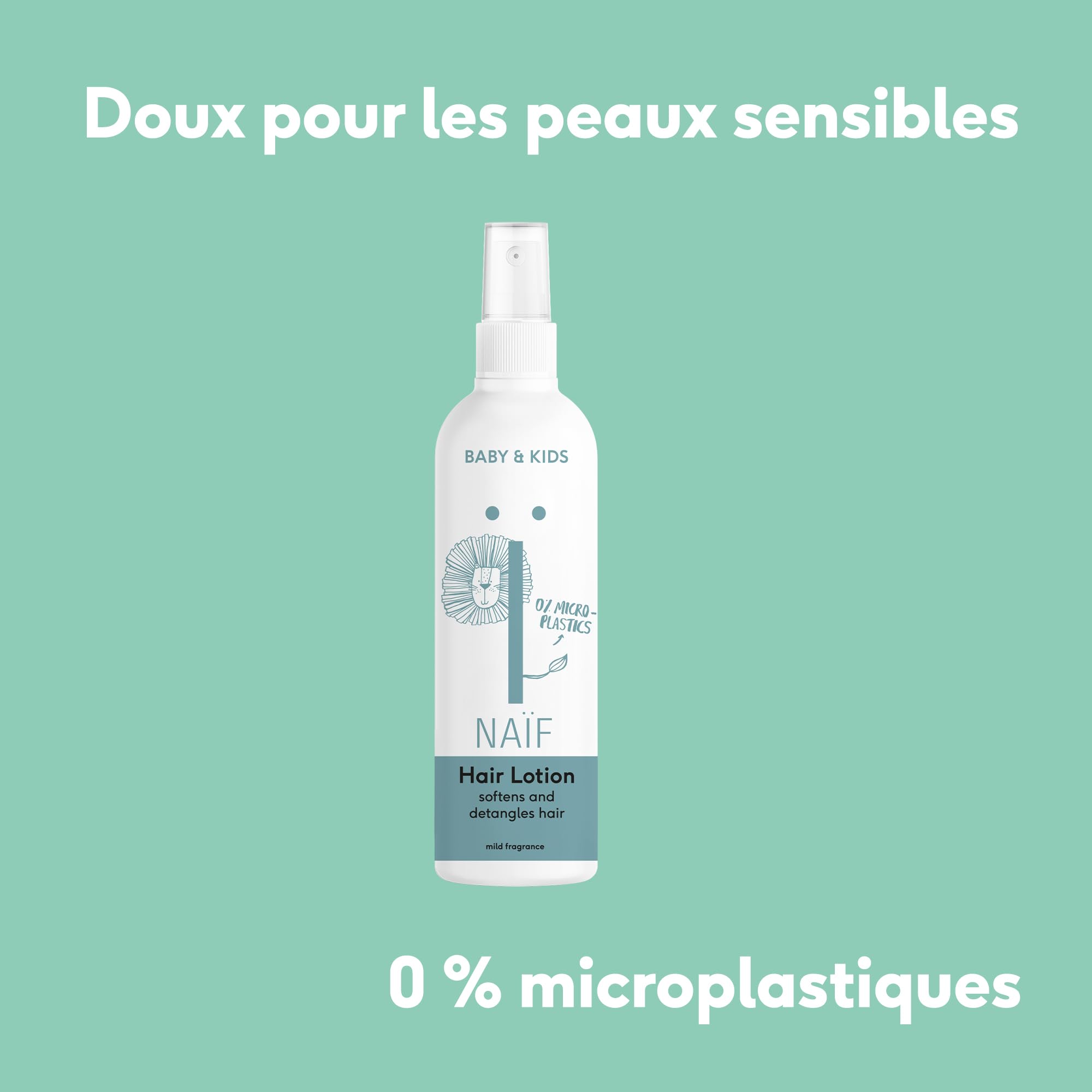 Naïf Spray Démêlant Facile Bébé & Enfant – Hydratant, aux ingrédients naturels, sans silicone, anti-frisottis, spray après-shampooing sans rinçage – 150 ml