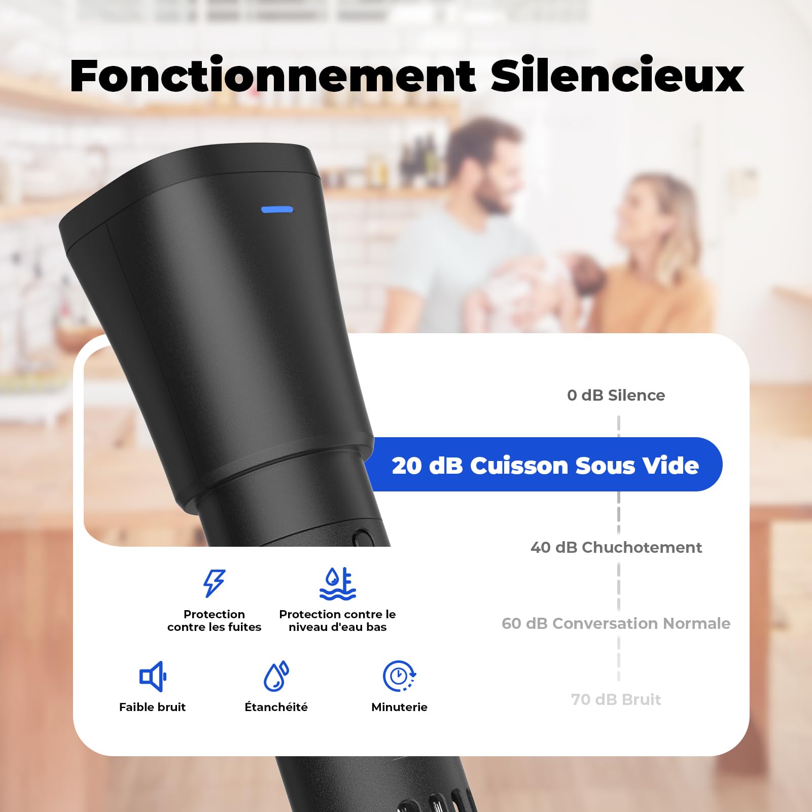 Cuiseur Sous Vide Thermoplongeur Cuisson Sous Vide avec Fonction de Réservation 1000W Calculateur d'Immersion Cuisinière Thermostat Réglable pour un Contrôle Précis de la Température