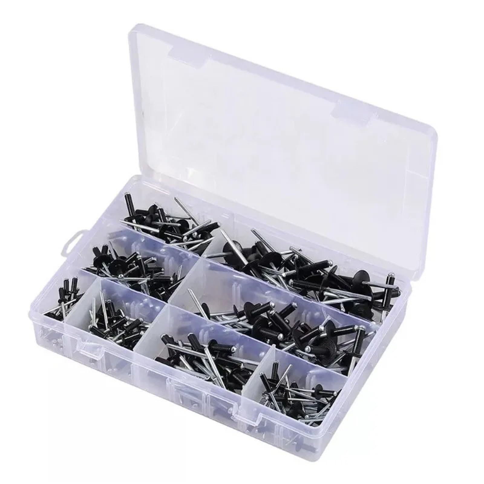 Rivet Lot de 200 rivets aveugles en aluminium noir à tête de champignon pour décoration de meubles 8-18 mm