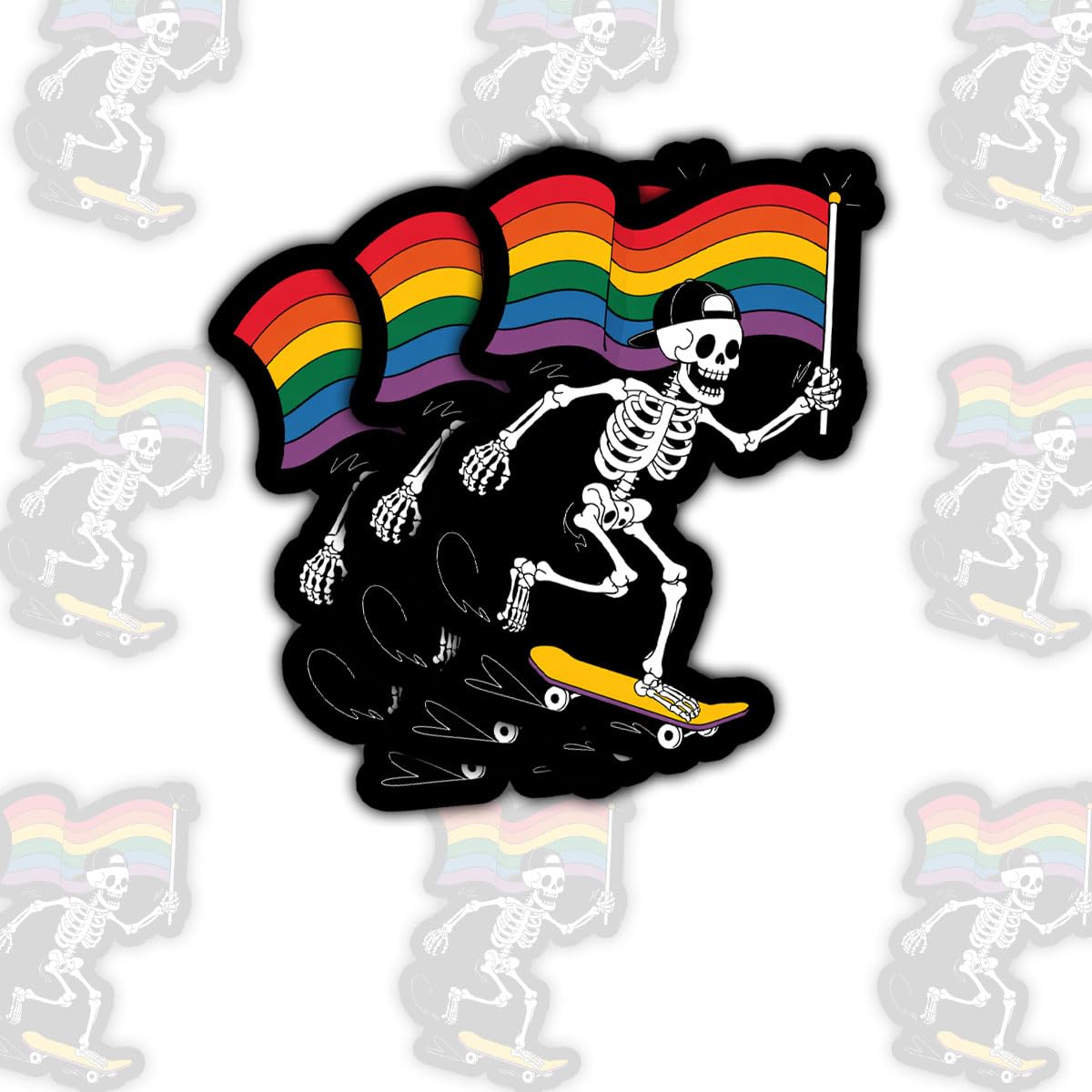 Photo 1 of (3pcs-3in) LGBT Skeleton Sticker Rainbow Skull Pride Equality Stickers