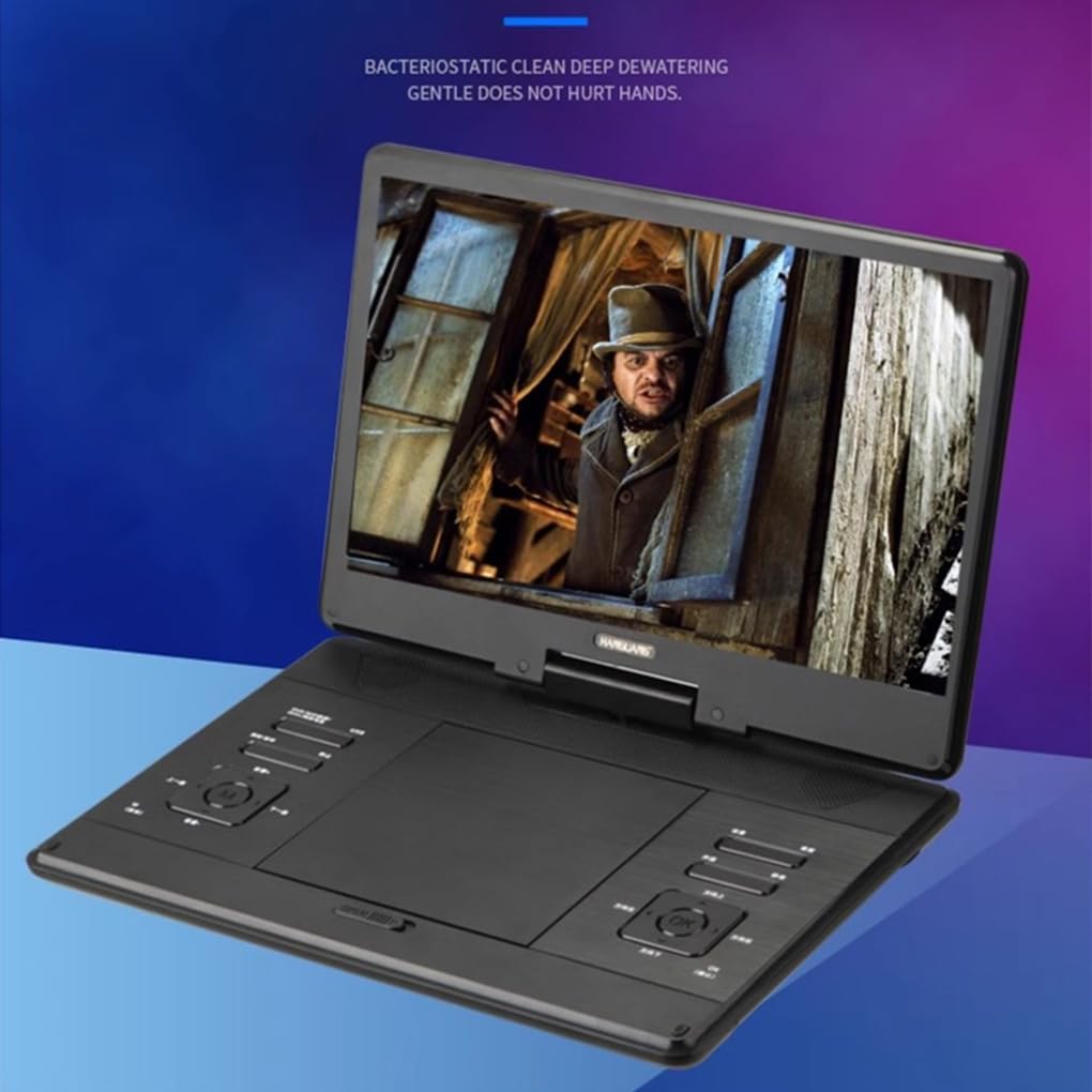 Reproductor de DVD Inteligente con batería de 3600 mAh, Unidad Flash USB y reproducción Discos, Reproductor DVD Compacto ABS, 14 Pulgadas