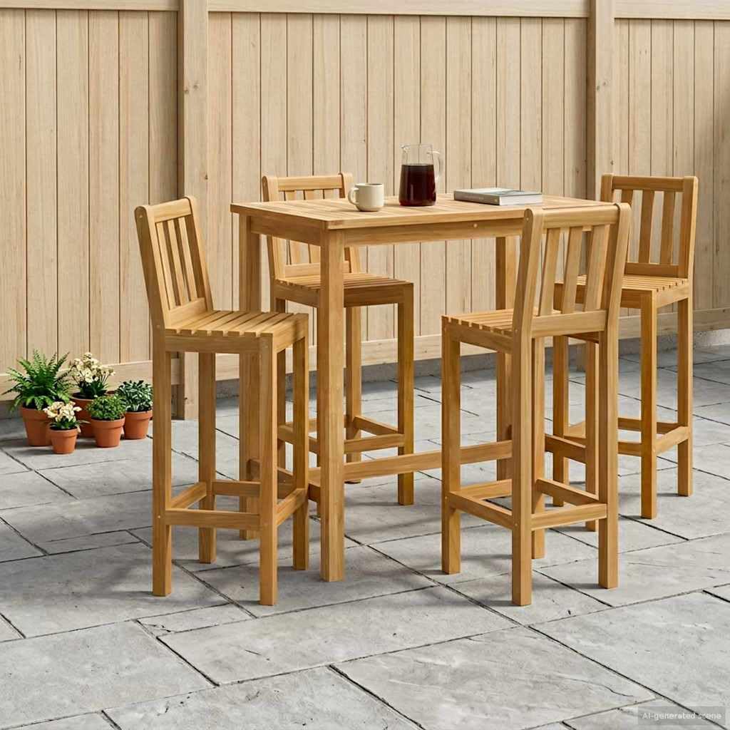 Genérico Conjunto de Bar al Aire Libre 5 uds. Sin Tratar,Mobiliario,Conjuntos de Muebles,110 x 60 x 105 cm-3422499
