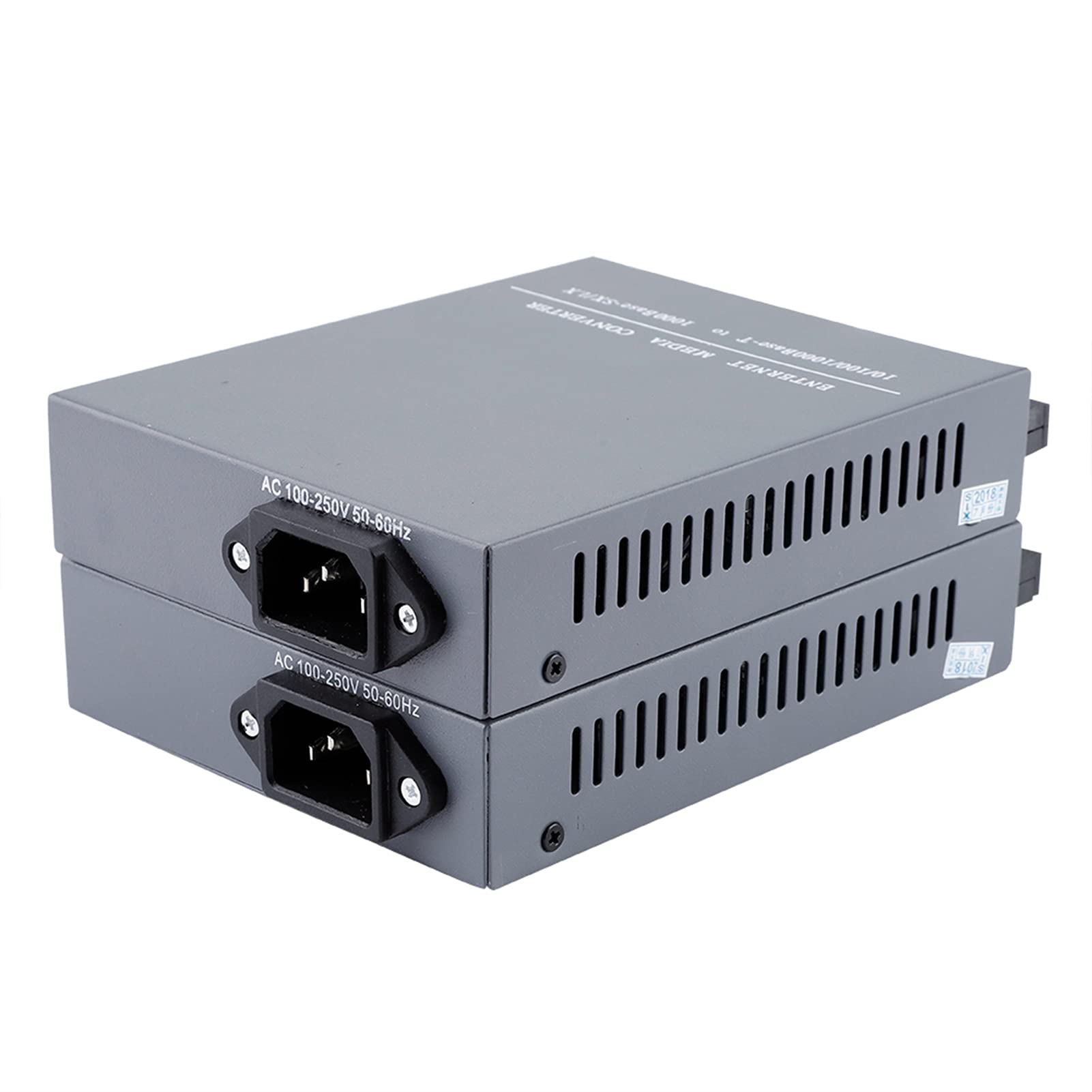 Fabater Lot de 2 Convertisseurs de Média Fibre Gigabit SC Monomode, émetteur-récepteur Optique 10/100/1000 Mbps RJ45 vers 1000Base-SX/LX, Conforme IEEE802.3z, jusqu'à 20 Km, Lot de 2